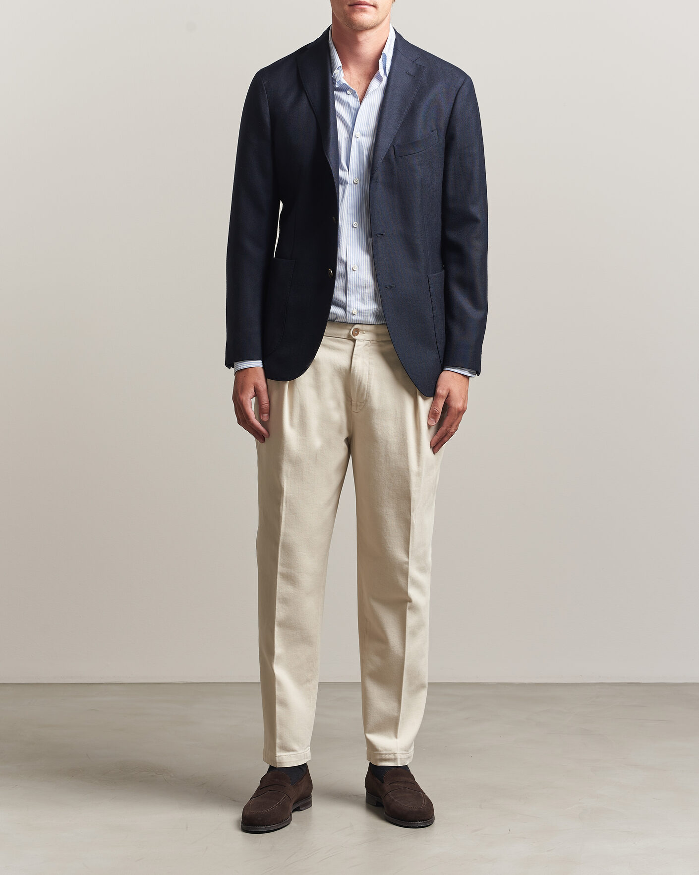 Men | Trousers | Briglia 1949 | Portobello Loose Fit Cotton Trousers Ecru