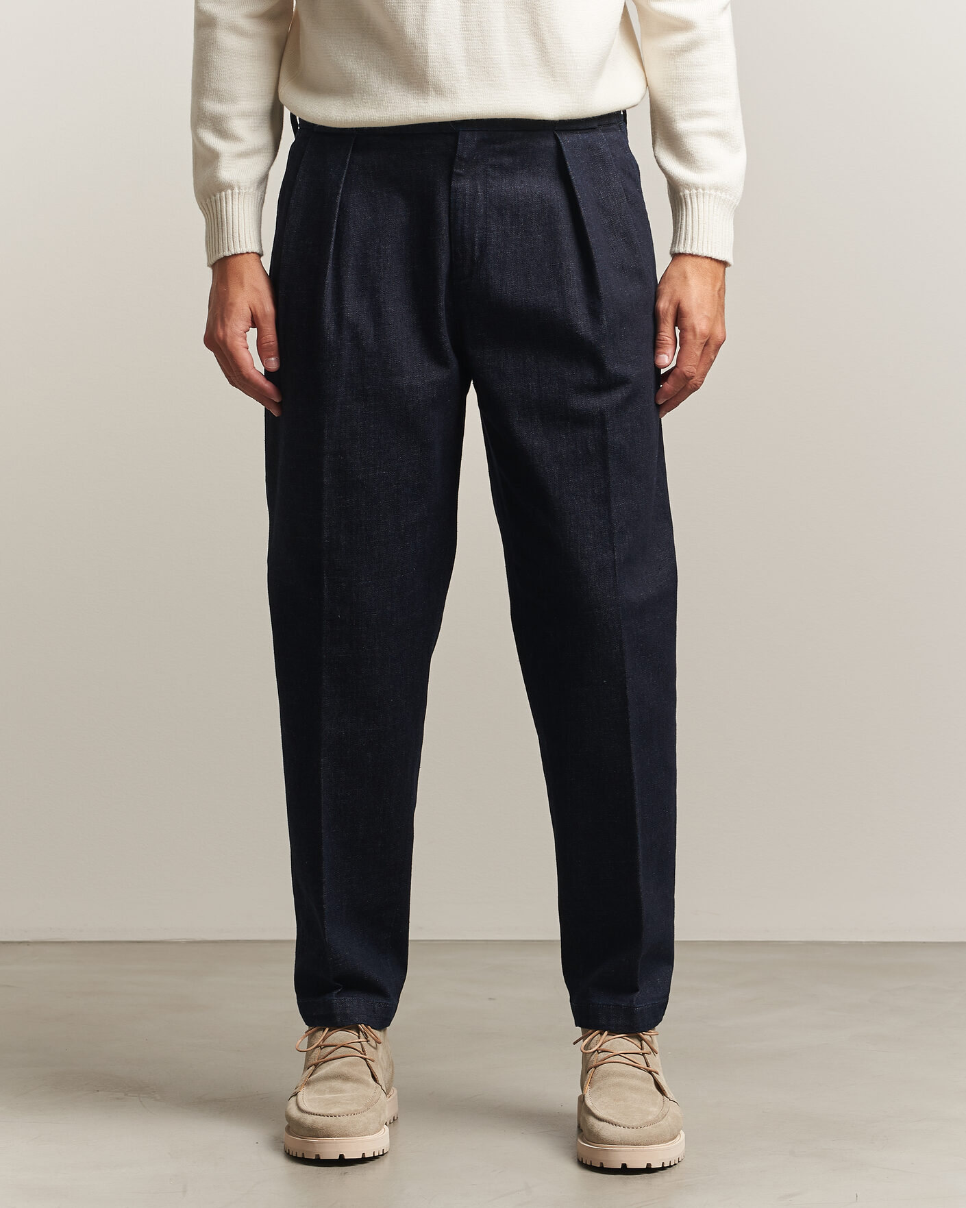 Men | Trousers | Briglia 1949 | Portobello Loose Fit Denim Trousers Dark Blue