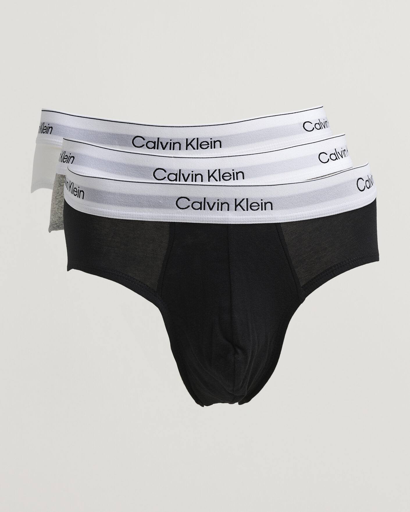Men | Underwear & Socks | Calvin Klein | 3-Pack Icon Cotton Stretch Hip Brief White/Black/Grey