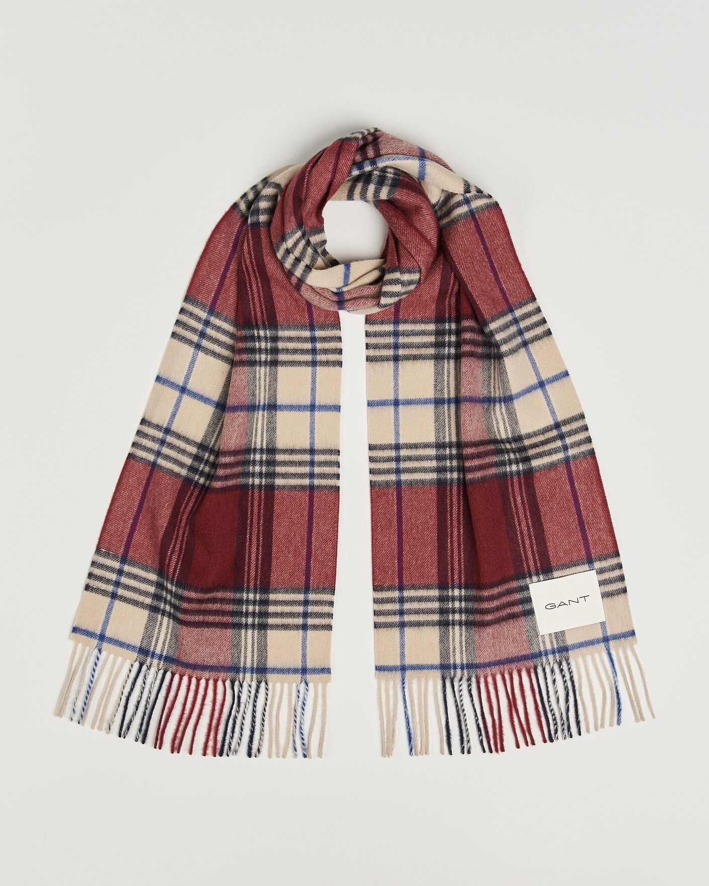 Men | Scarves | Gant | Checked Wool Scarf Plumped Red