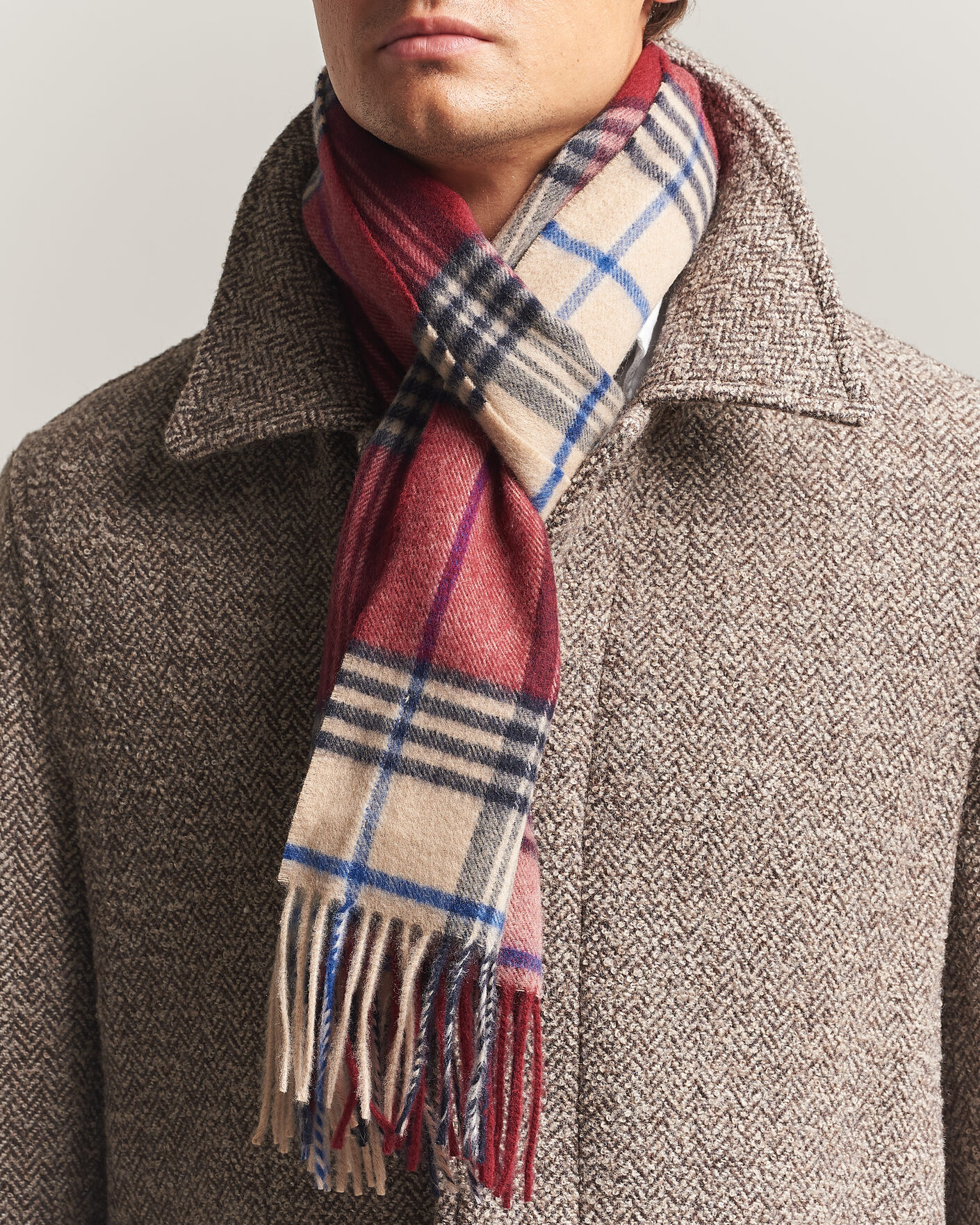 Men | Scarves | Gant | Checked Wool Scarf Plumped Red