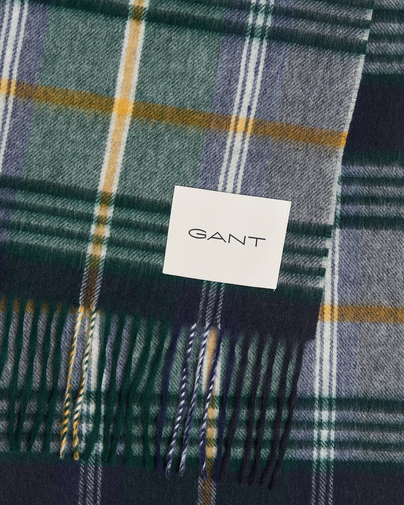 Men | Scarves | Gant | Checked Wool Scarf Marine