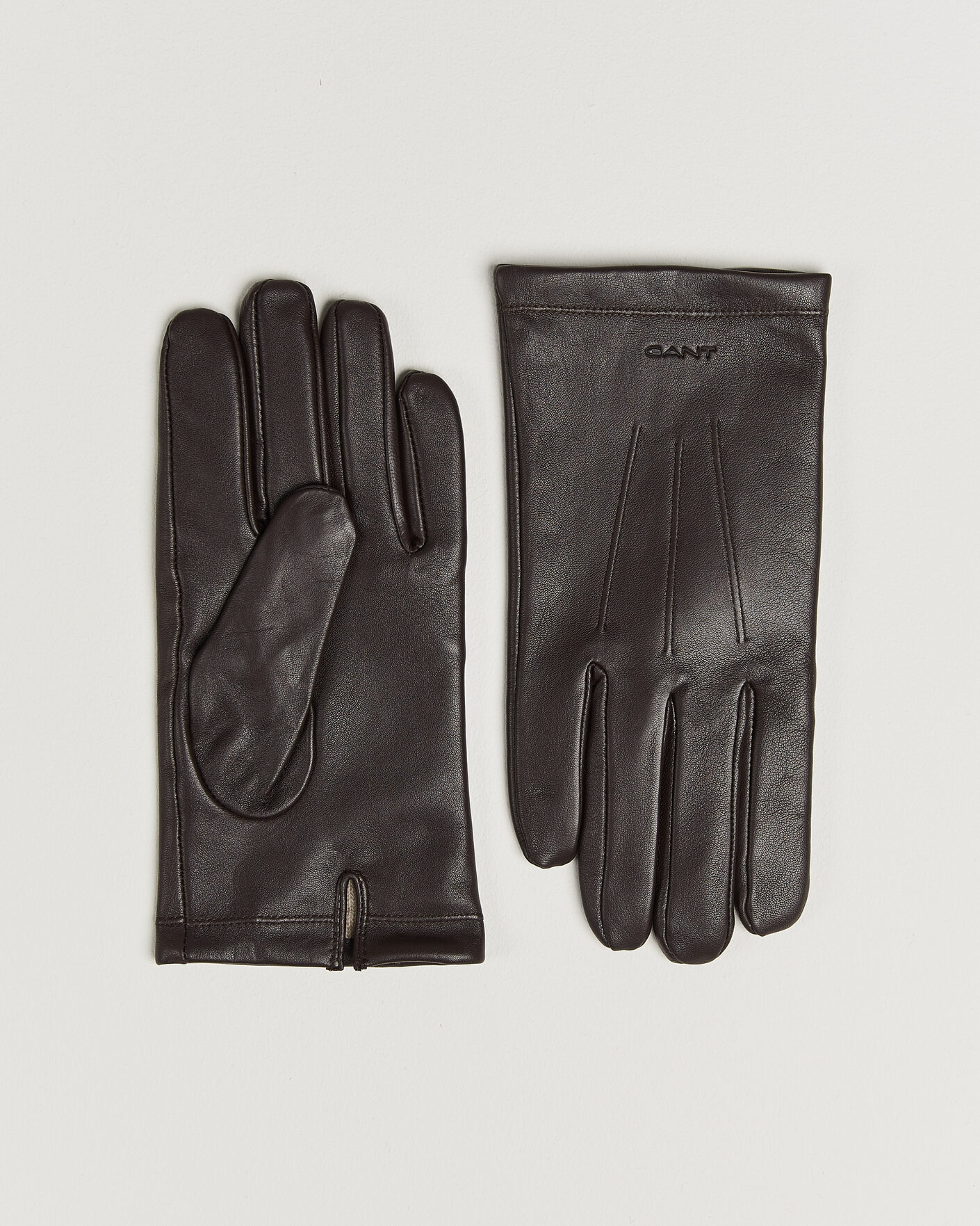 Men | Gloves | Gant | Cashmere Lined Leather Glove Deep Brown