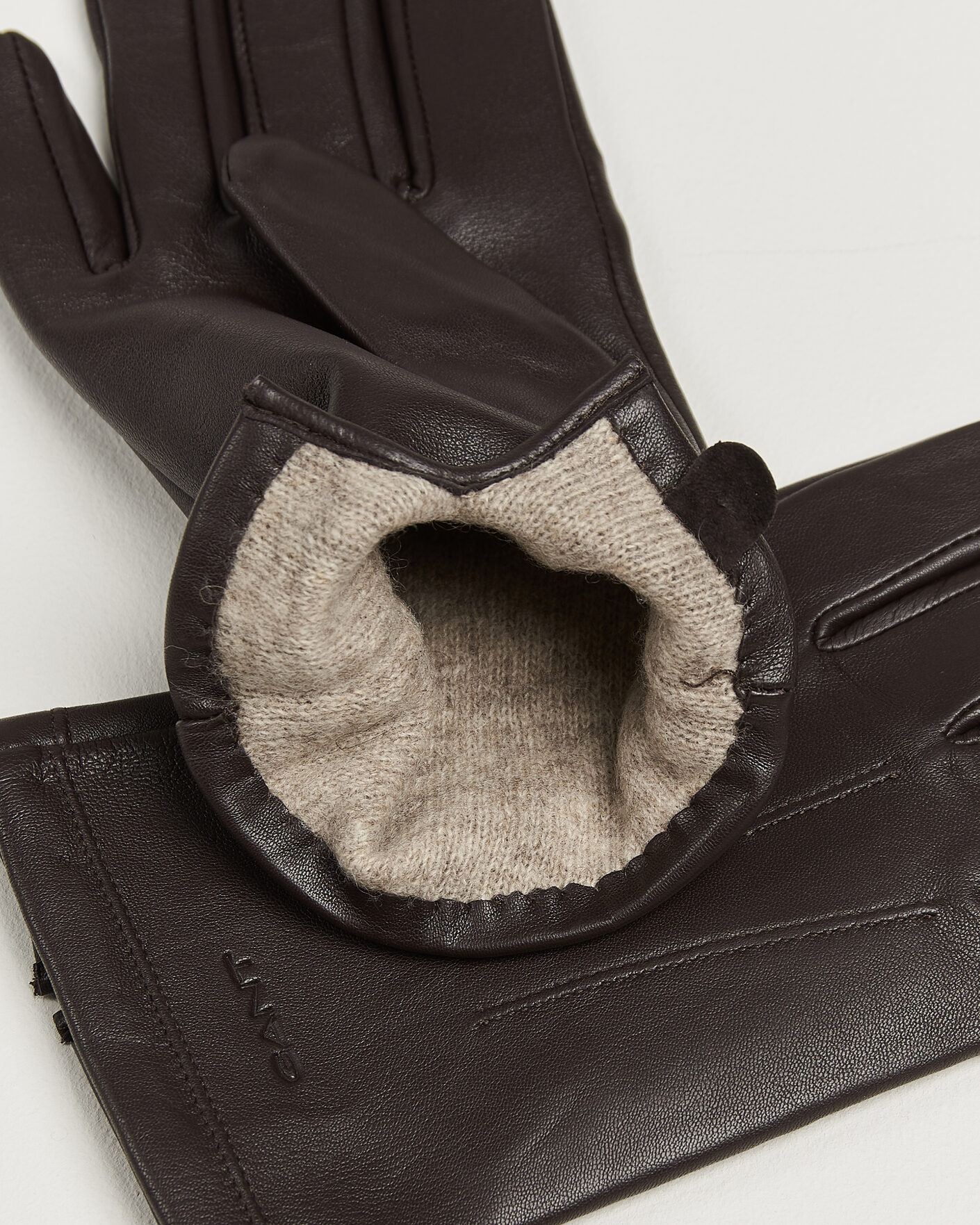 Men | Gloves | Gant | Cashmere Lined Leather Glove Deep Brown