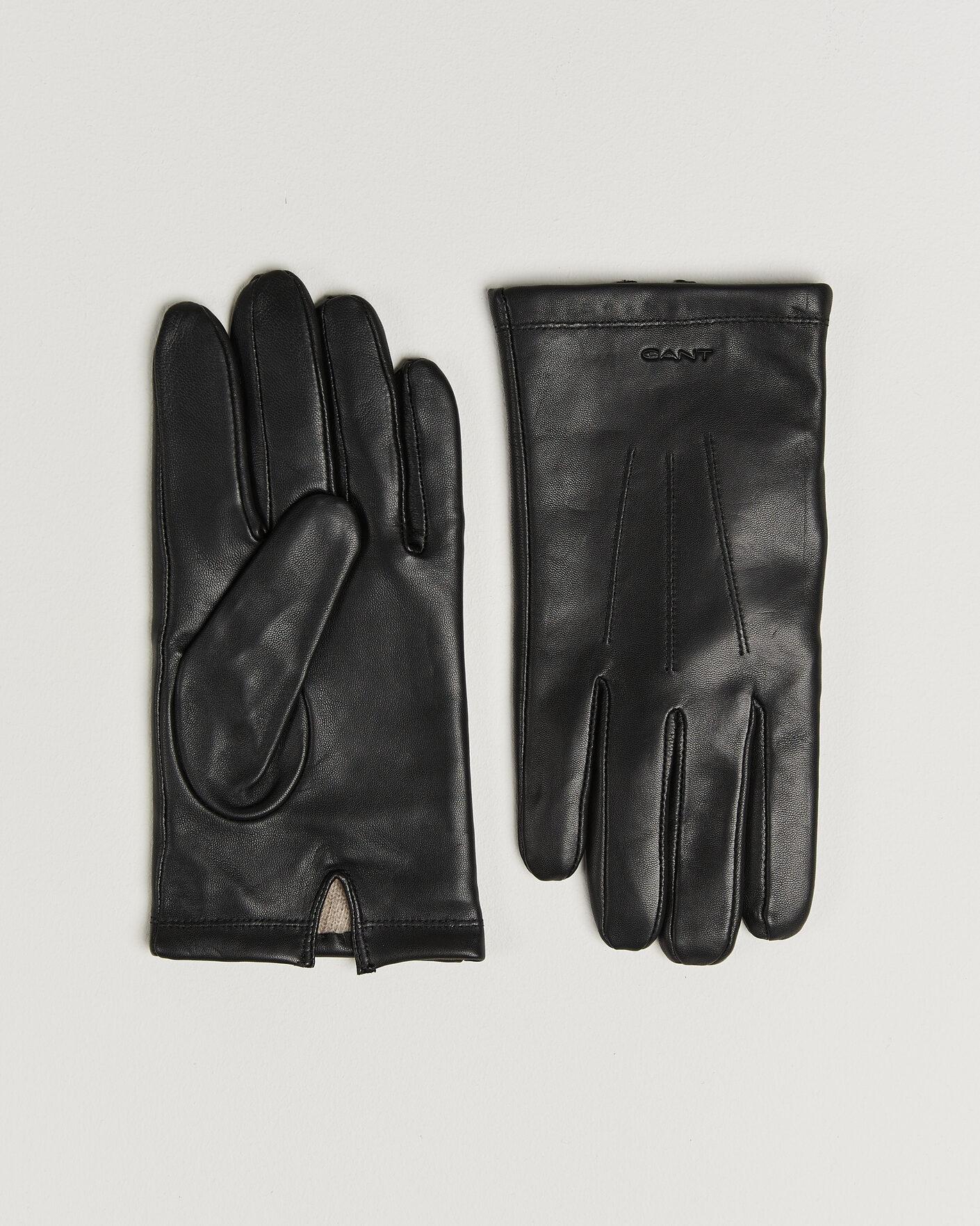 Men | Gloves | Gant | Cashmere Lined Leather Glove Black