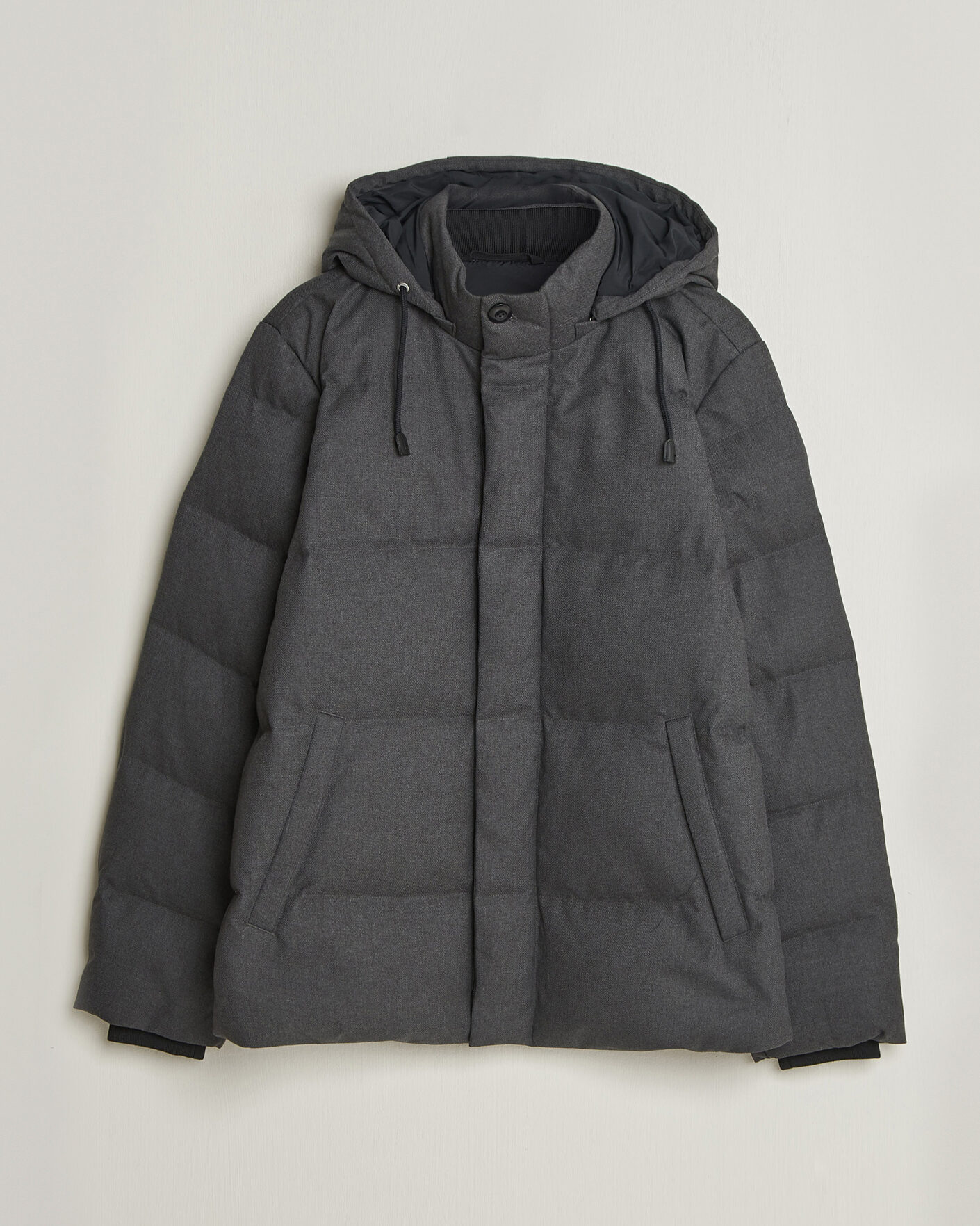 Men | Coats & Jackets | Gant | Flannel Down Hooded Jacket Black Grey