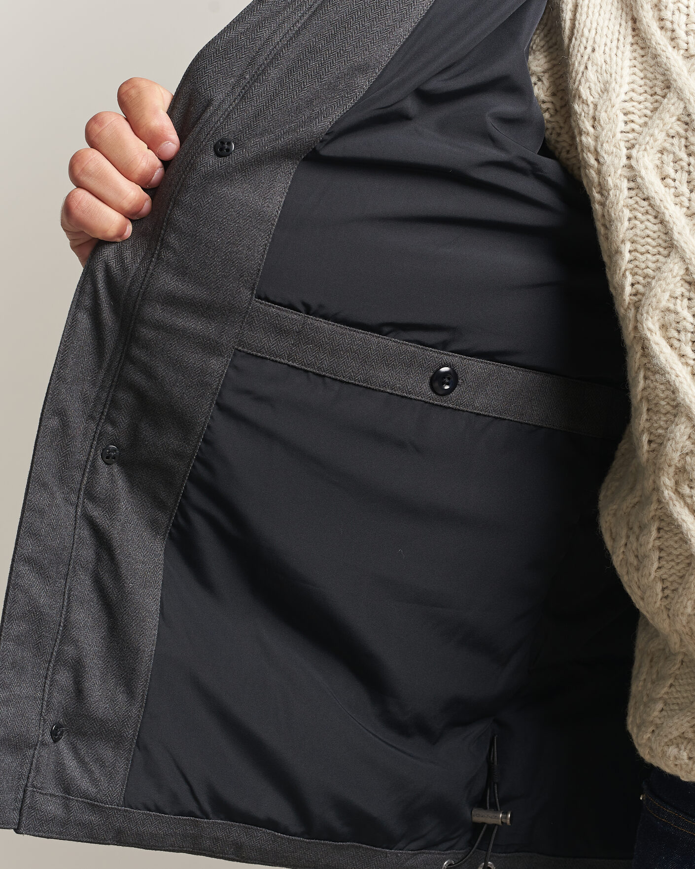 Men | Coats & Jackets | Gant | Flannel Down Hooded Jacket Black Grey