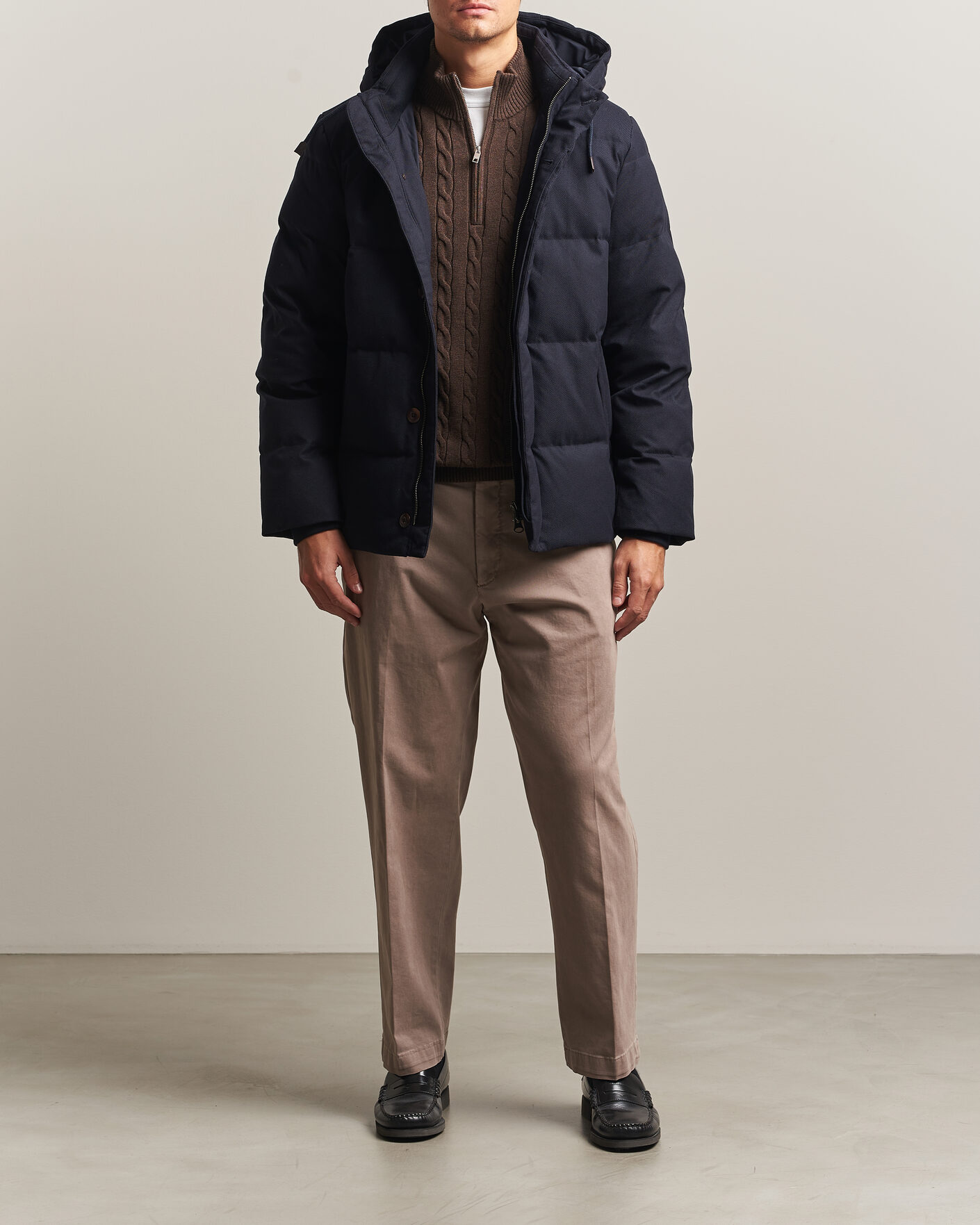 Men | Coats & Jackets | Gant | Flannel Down Hooded Jacket Evening Blue