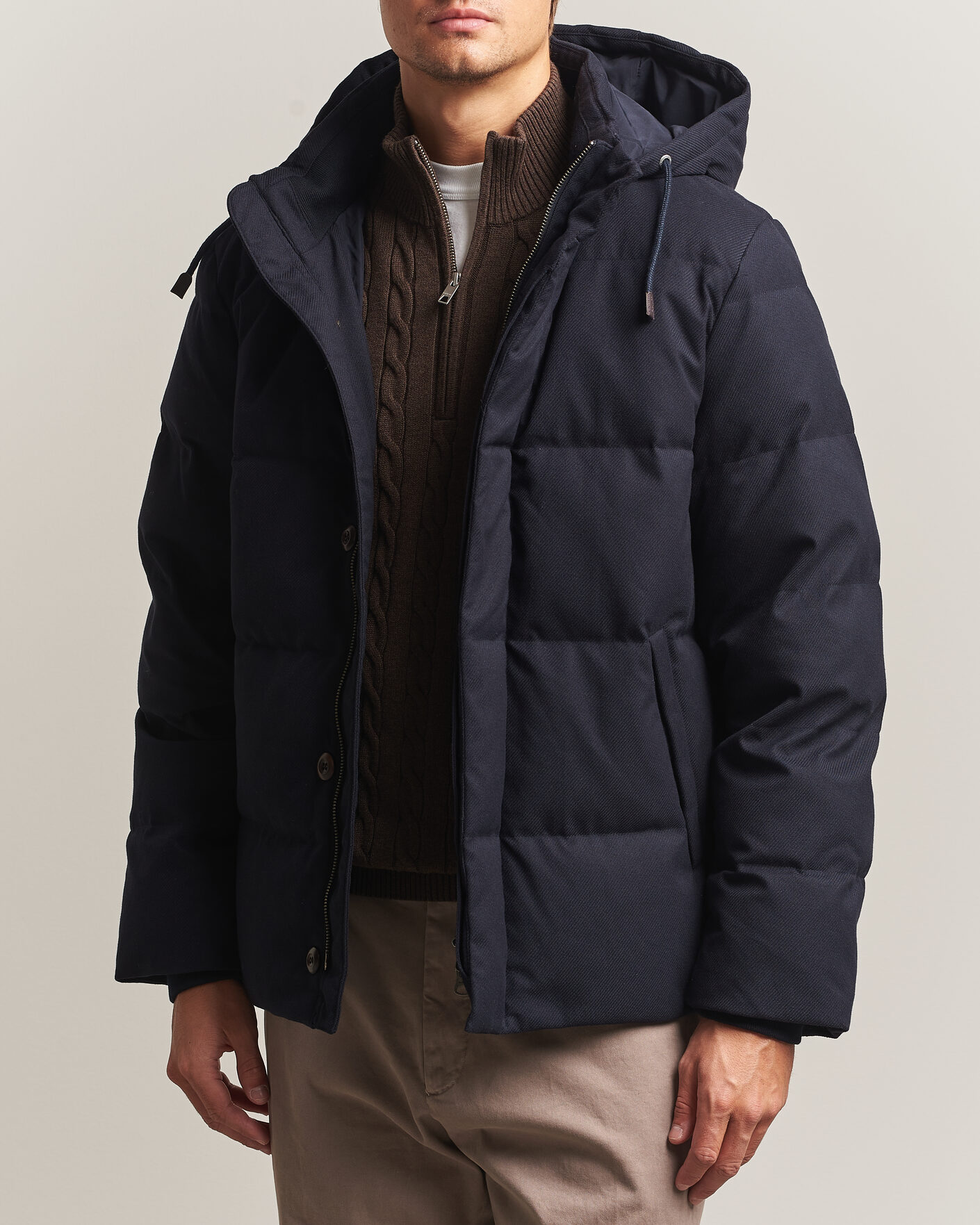 Men | Coats & Jackets | Gant | Flannel Down Hooded Jacket Evening Blue