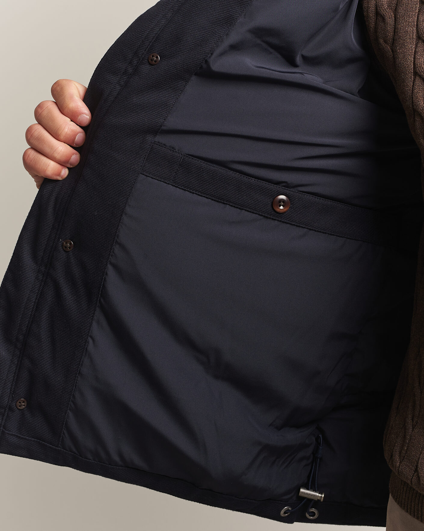Men | Coats & Jackets | Gant | Flannel Down Hooded Jacket Evening Blue