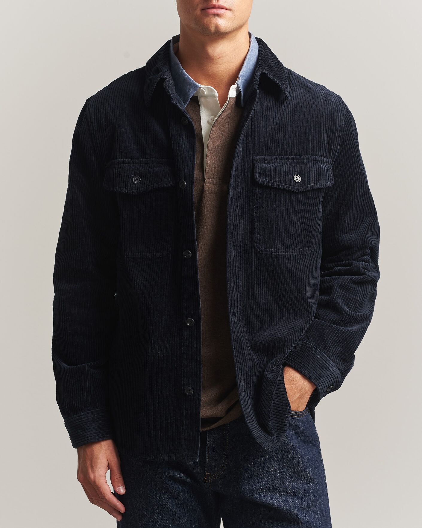 Men | Shirts | Gant | Regular Fit Corduroy Overshirt Evening Blue