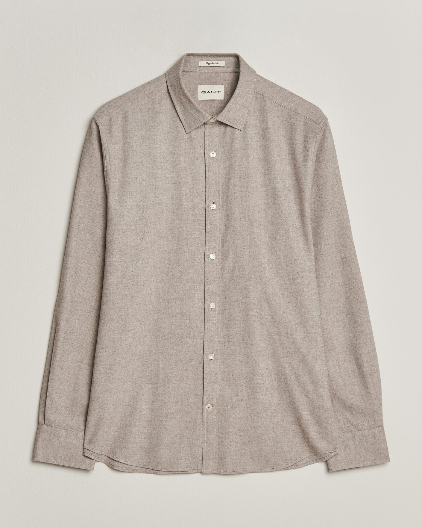 Men | Shirts | Gant | Regular Fit Flannel Shirt Light Brown Melange