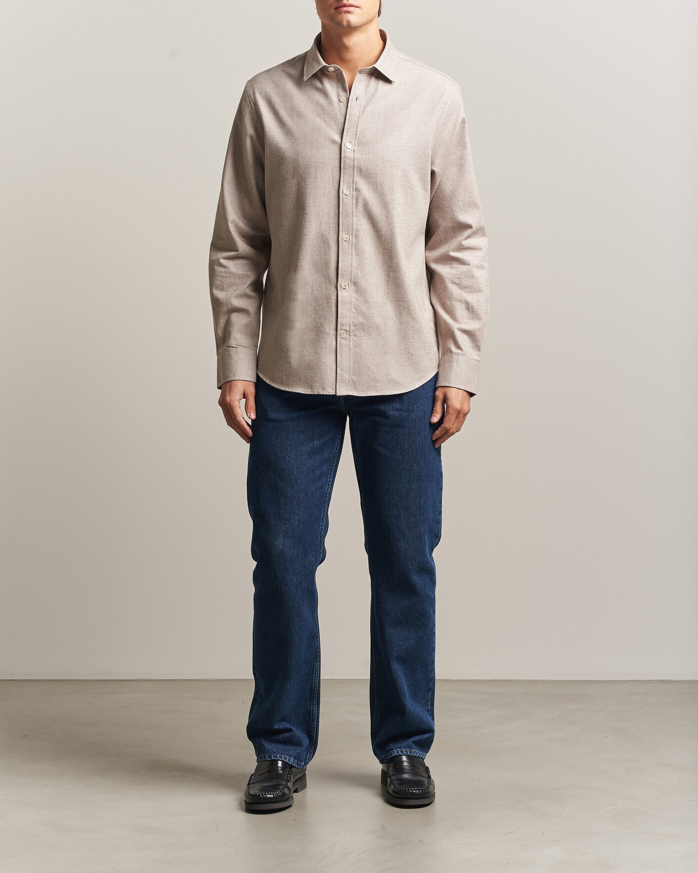 Men | Shirts | Gant | Regular Fit Flannel Shirt Light Brown Melange