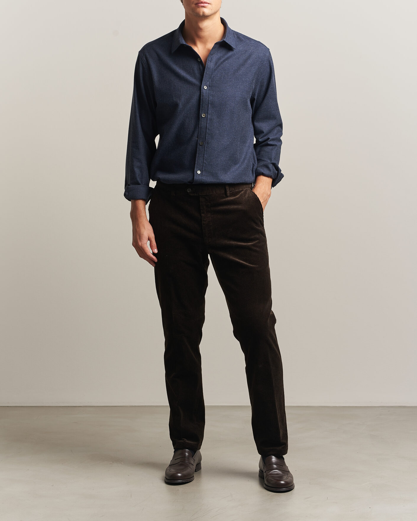 Men | Shirts | Gant | Regular Fit Flannel Shirt Dark Navy Melange