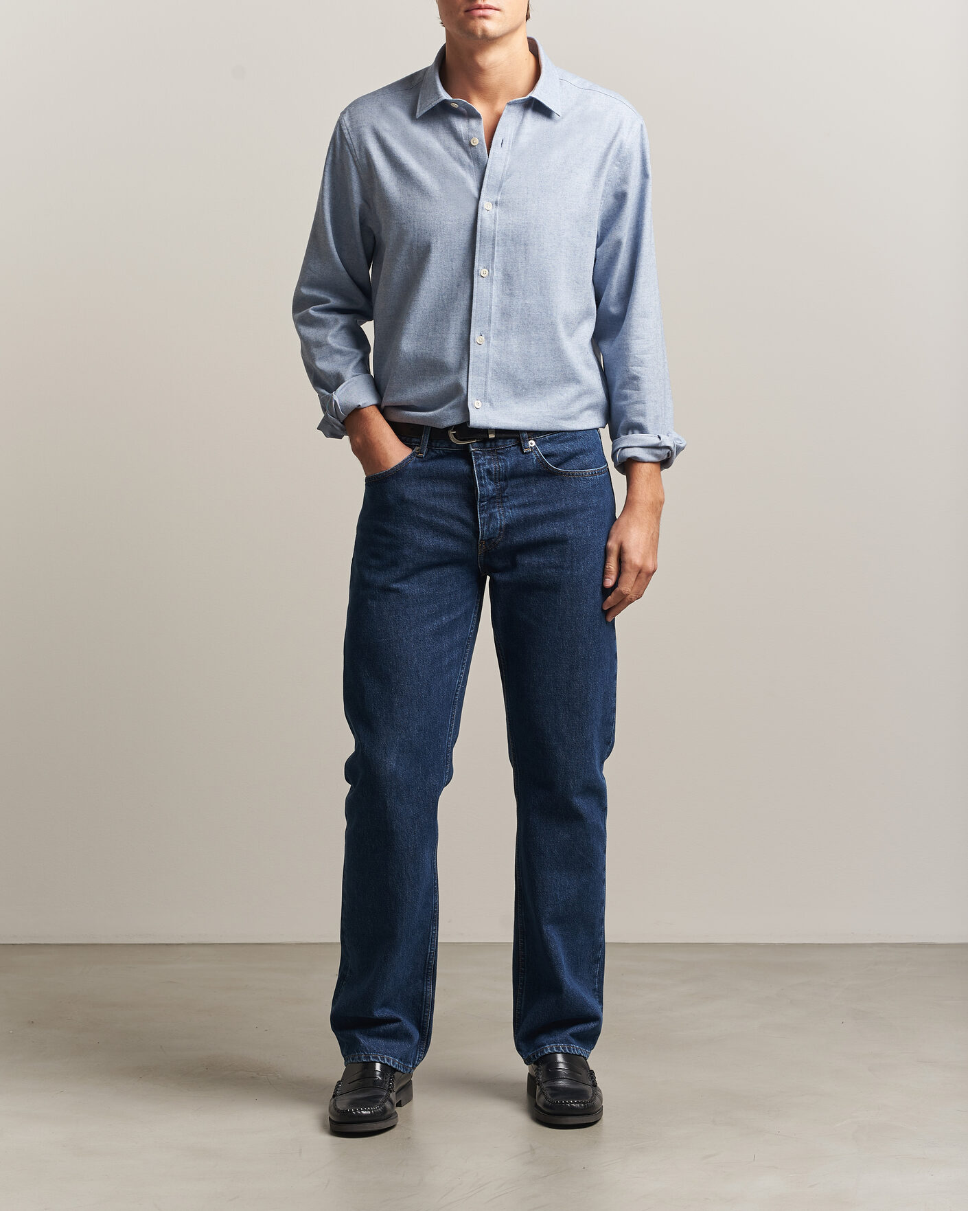 Men | Shirts | Gant | Regular Fit Flannel Shirt Light Blue Melange