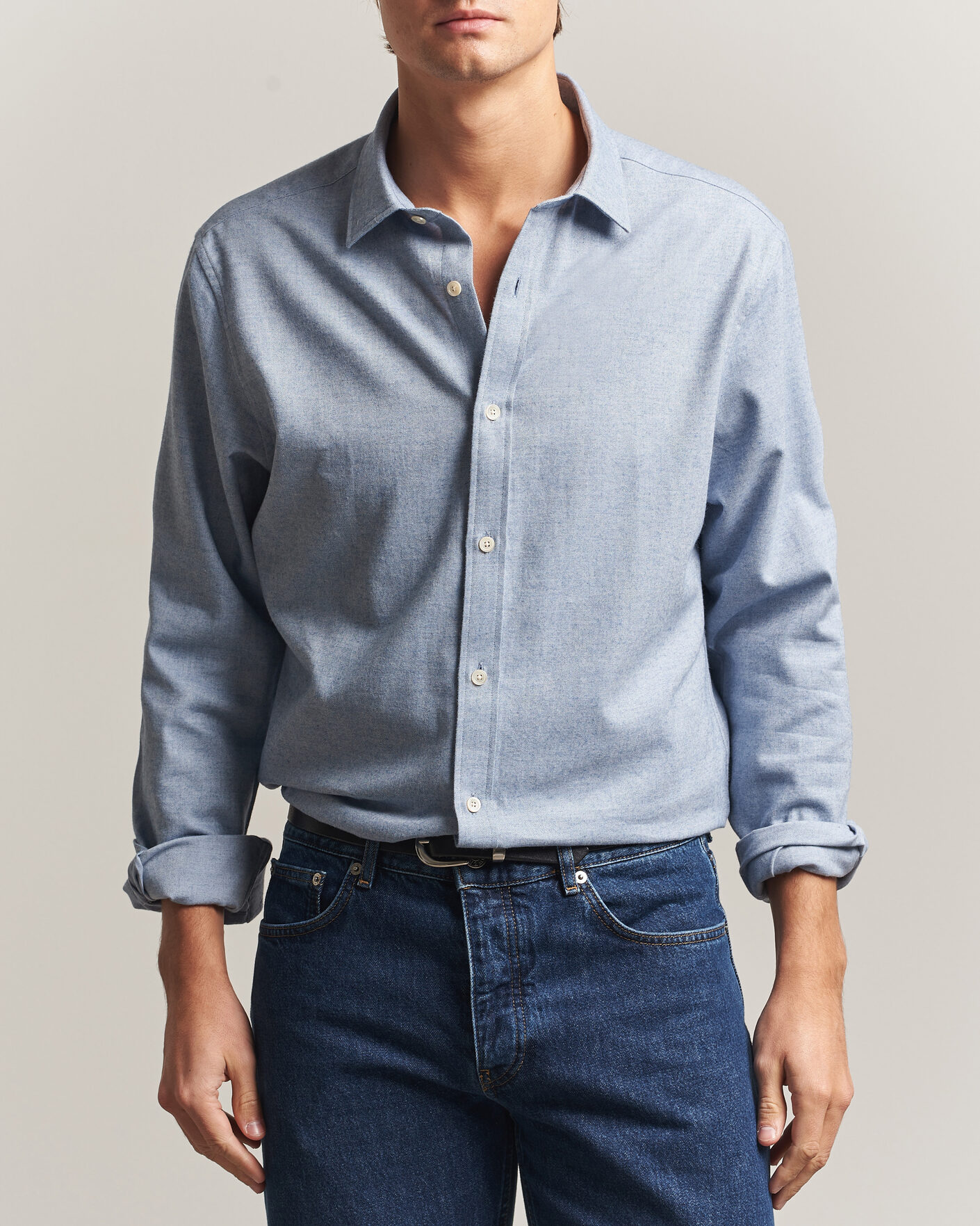 Men | Shirts | Gant | Regular Fit Flannel Shirt Light Blue Melange