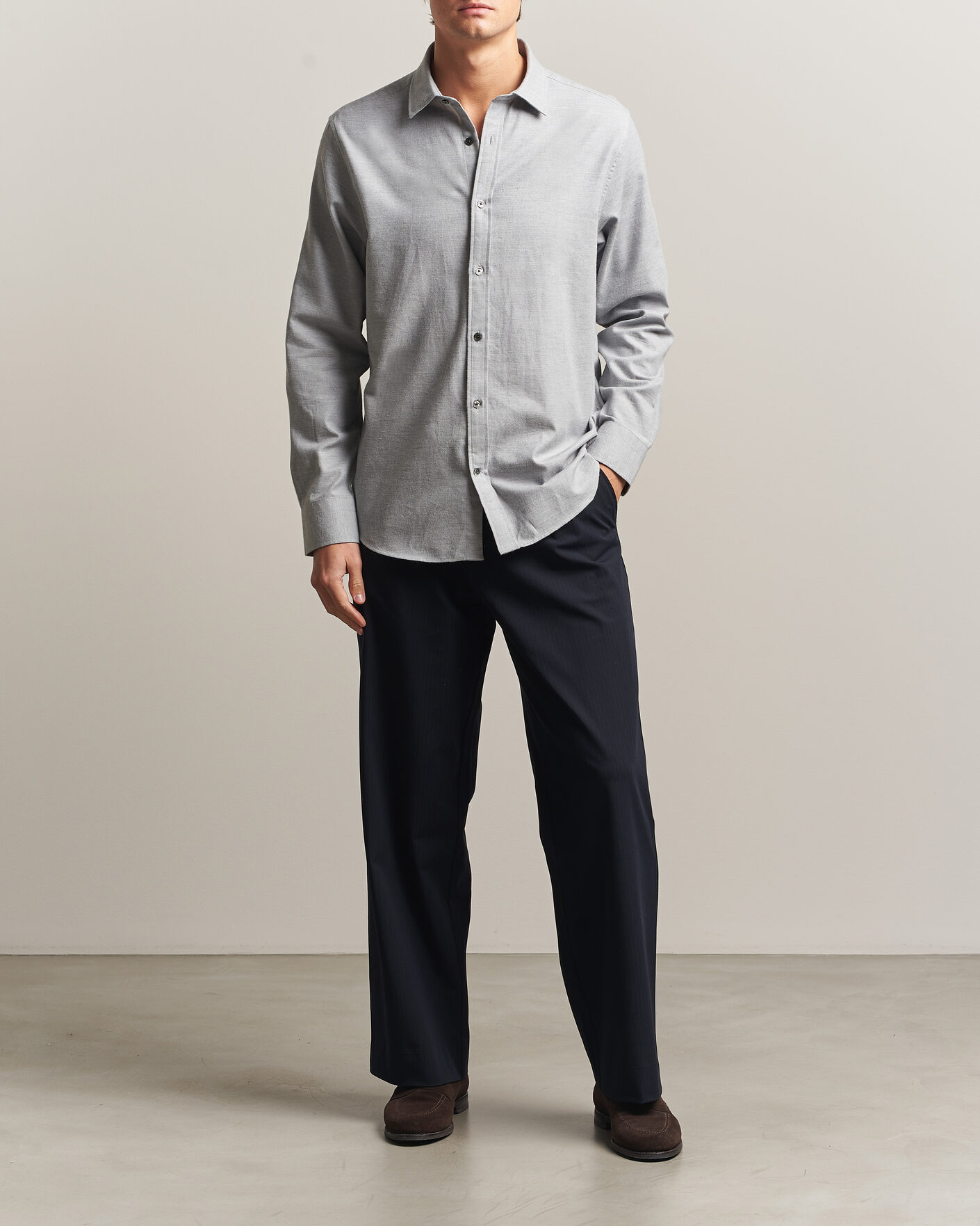 Men | Shirts | Gant | Regular Fit Flannel Shirt Grey Melange