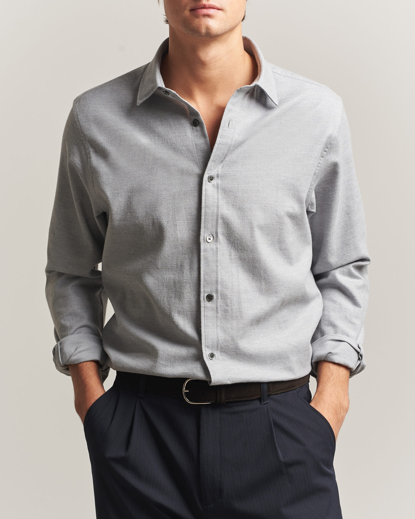 Men | Shirts | Gant | Regular Fit Flannel Shirt Grey Melange