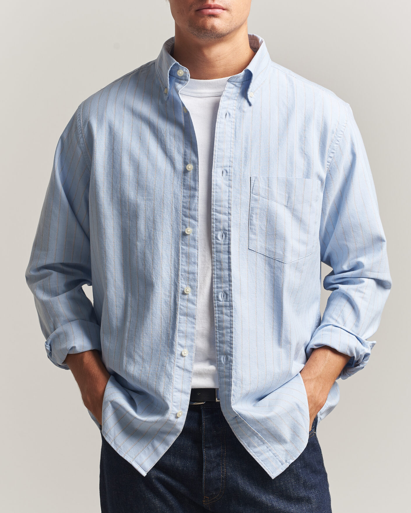 Men | Shirts | Gant | Regular Fit Archive Oxford Striped Shirt Clear Sky