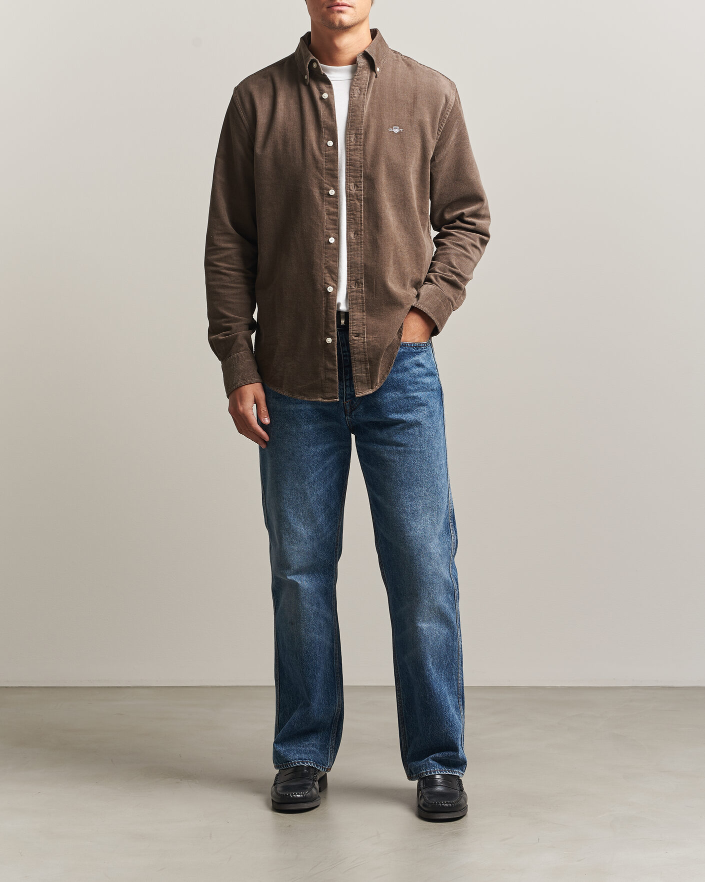 Men | Shirts | Gant | Regular Fit Corduroy Shirt Faded Taupe