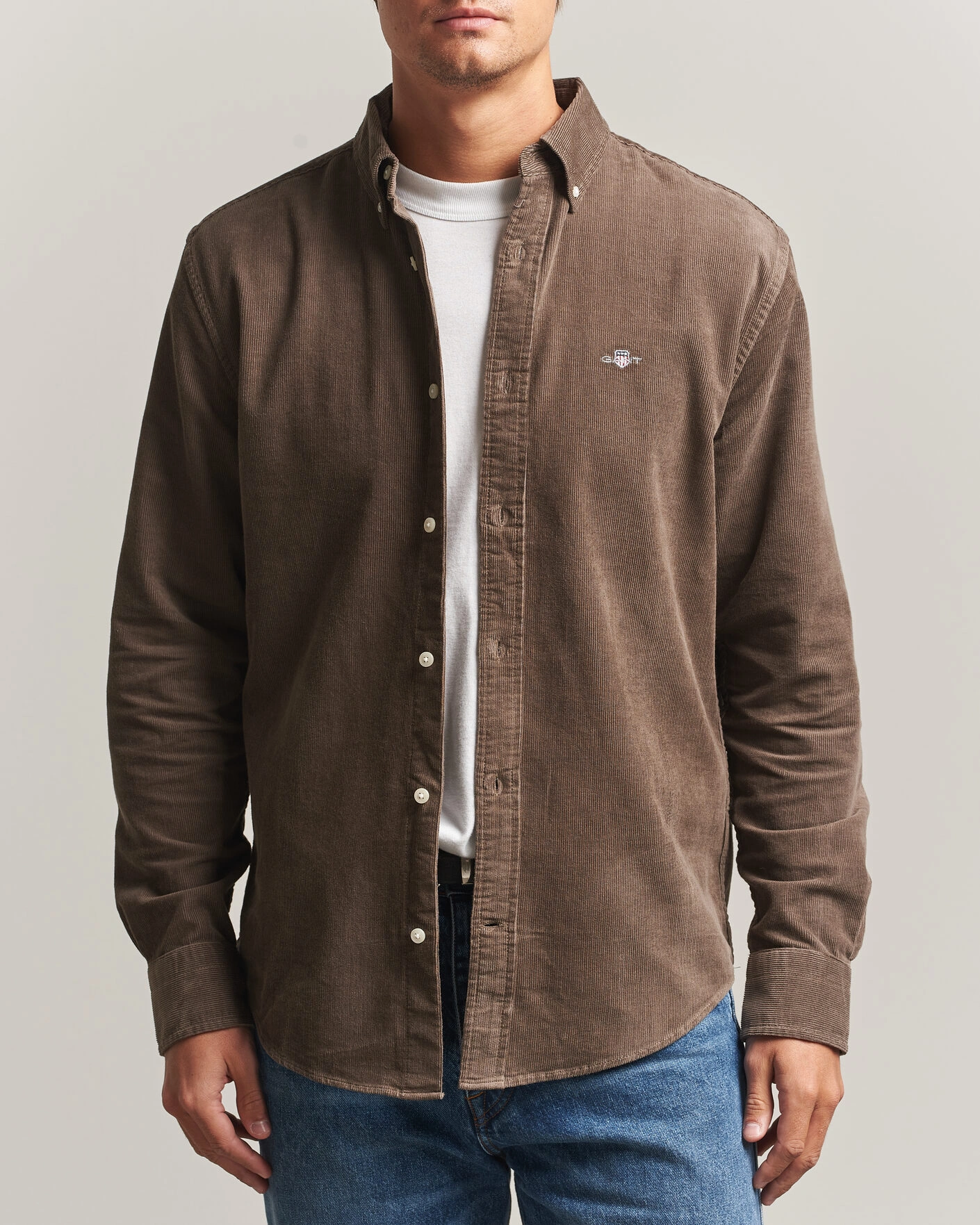 Men | Shirts | Gant | Regular Fit Corduroy Shirt Faded Taupe
