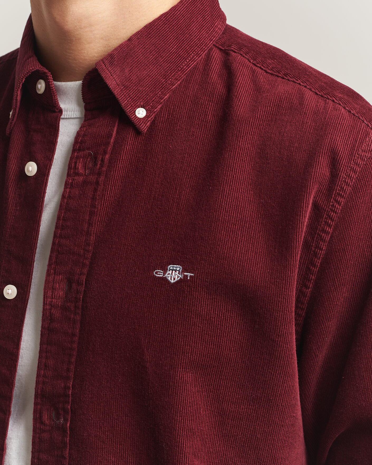 Men | Shirts | Gant | Regular Fit Corduroy Shirt Deep Grape Wine