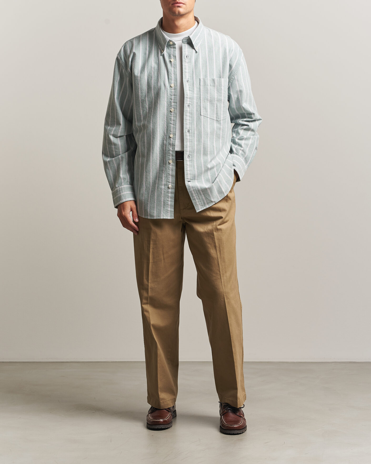 Men | Shirts | Gant | Relaxed Fit Brushed Oxford Striped Shirt Dark Emerald