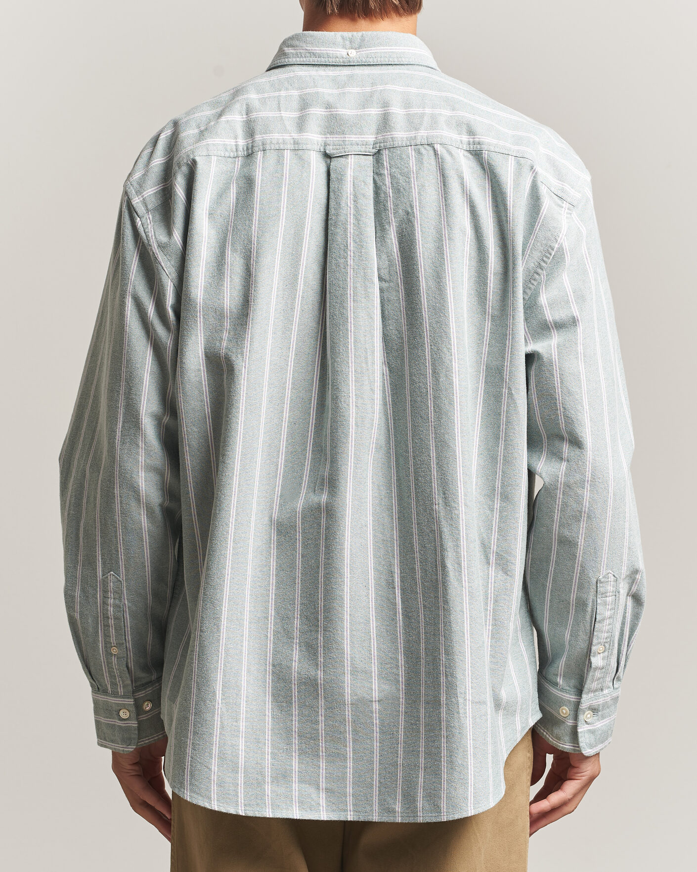 Men | Shirts | Gant | Relaxed Fit Brushed Oxford Striped Shirt Dark Emerald