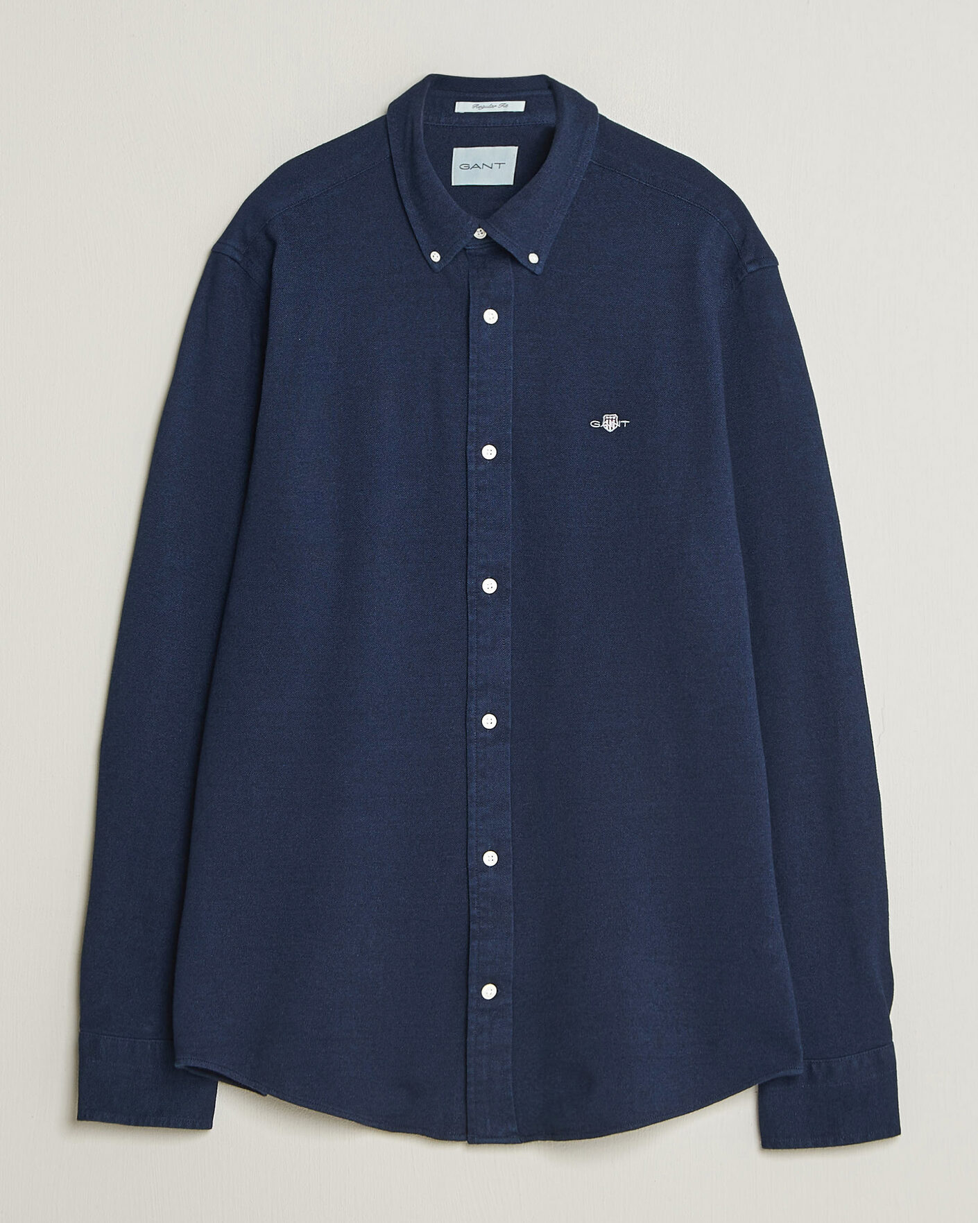 Men | Shirts | Gant | Regular Fit Indigo Jersey Pique Shirt Dark Blue