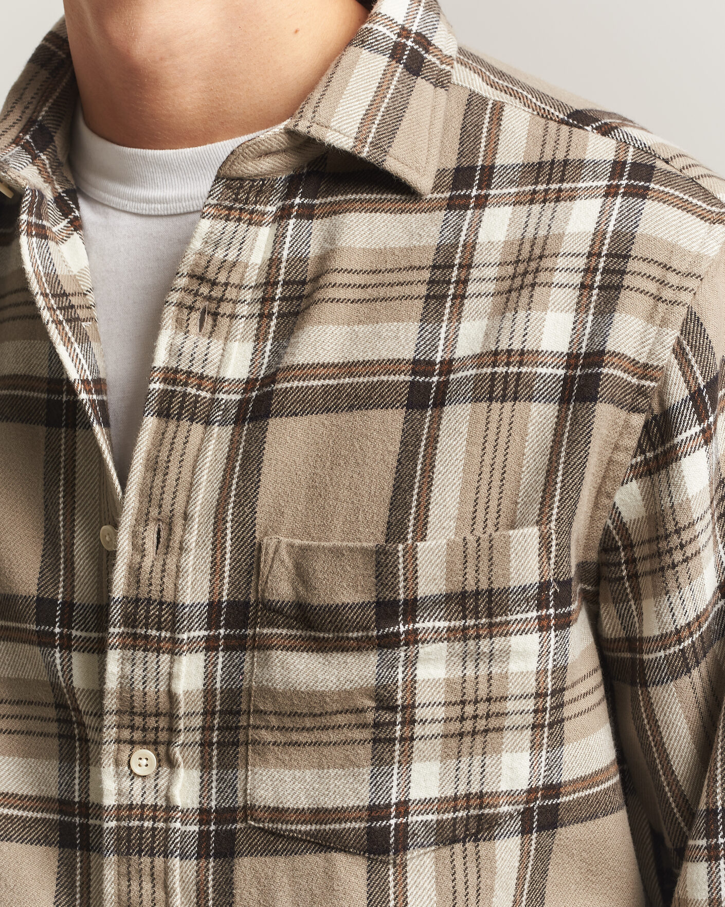 Men | Shirts | Gant | Regular Fit Flannel Checked Overshirt Mist Taupe