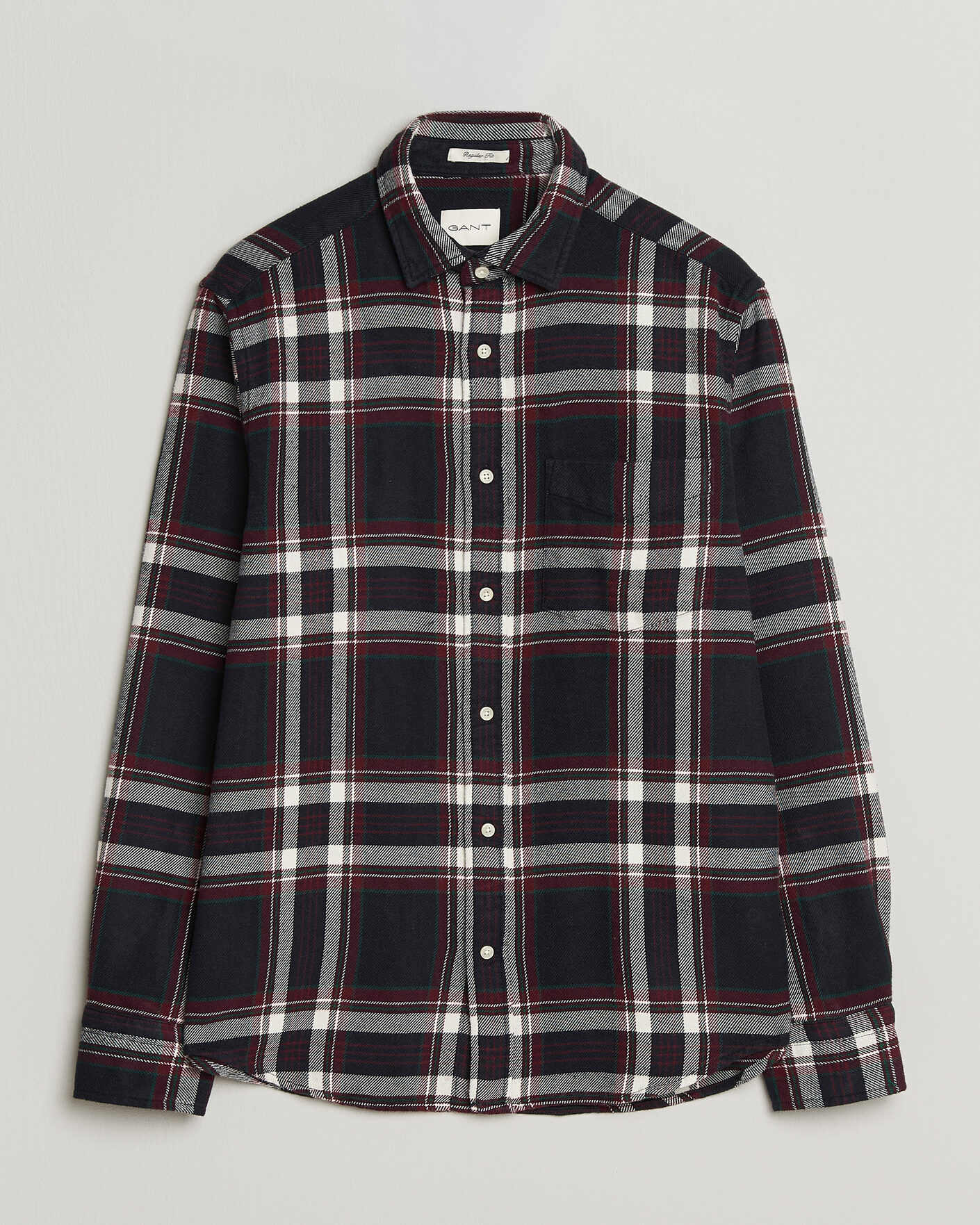 Men | Shirts | Gant | Regular Fit Flannel Checked Overshirt Evening Blue