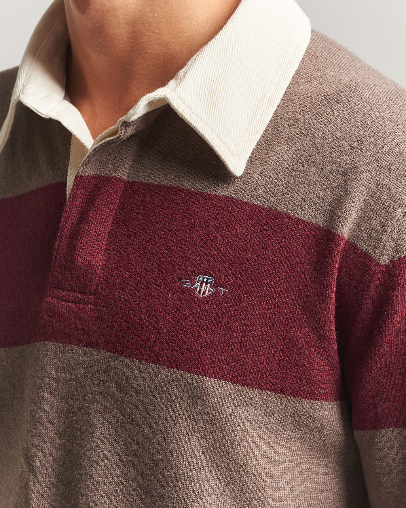 Men | Sweaters & Knitwear | Gant | Lambswool Barstriped Rugger Deep Grape Wine