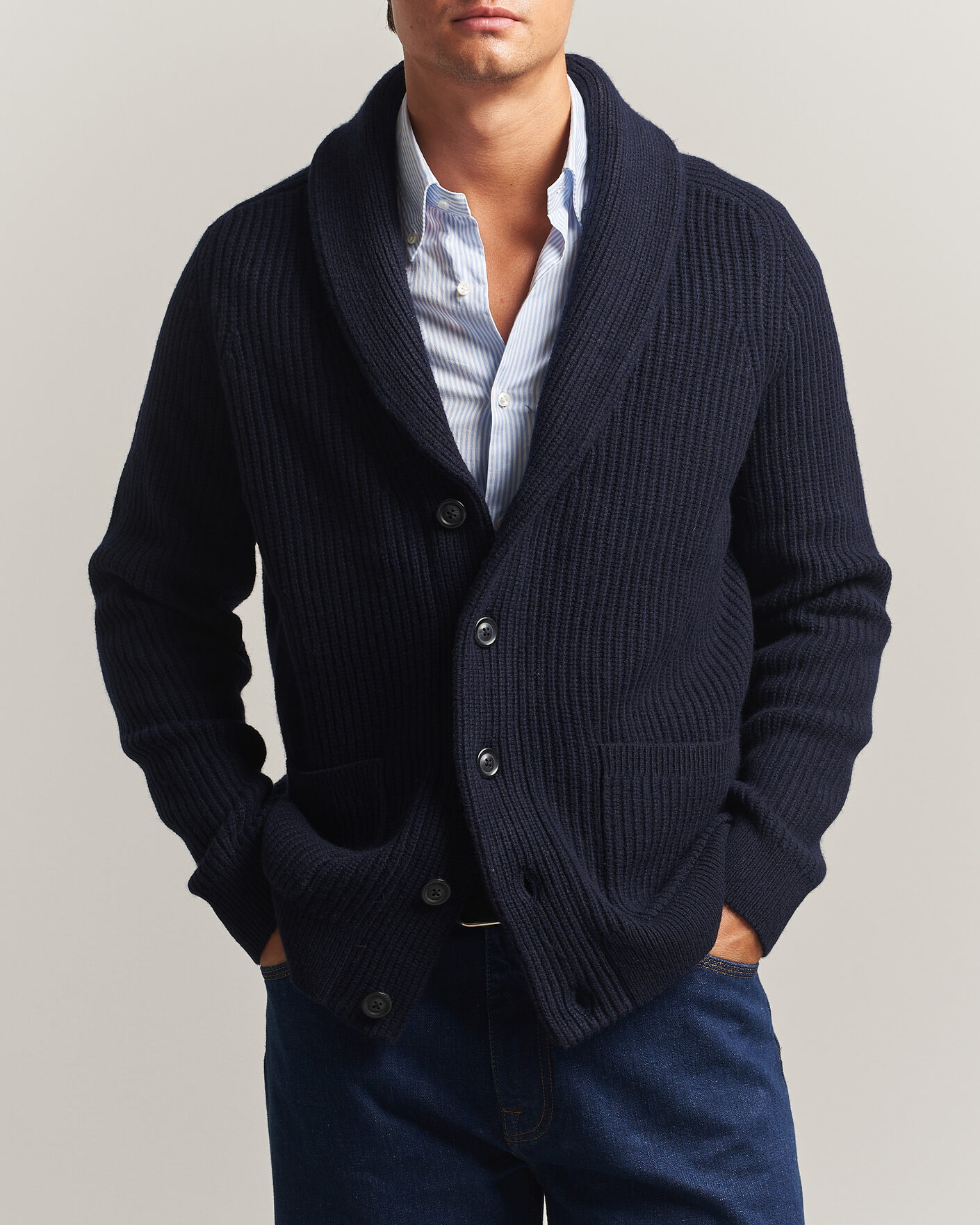 John Smedley Petworth Extra Fine Merino Cardigan Midnight at
