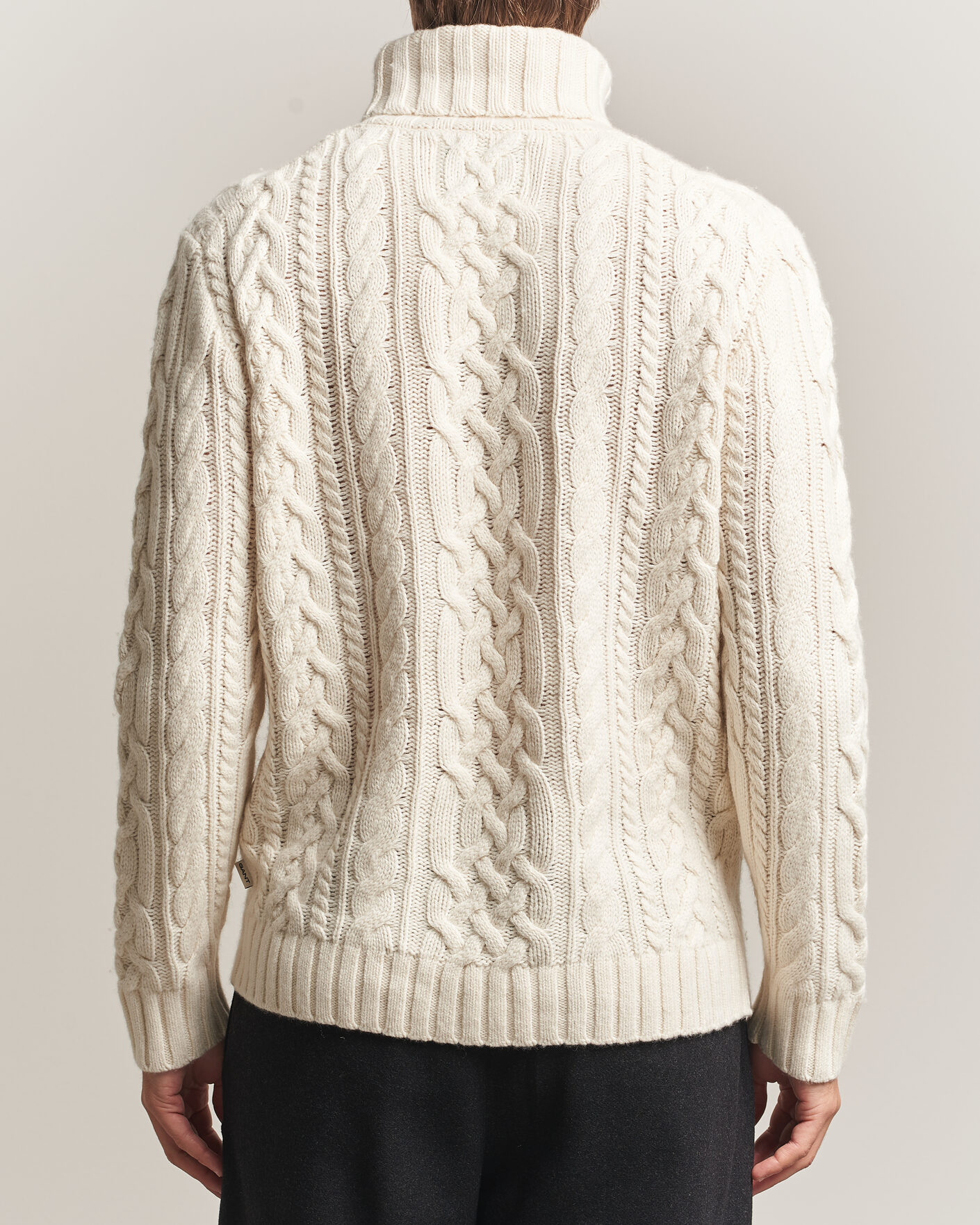 Men | Sweaters & Knitwear | Gant | Wool/Cotton Cable Knitted Turtleneck Cream