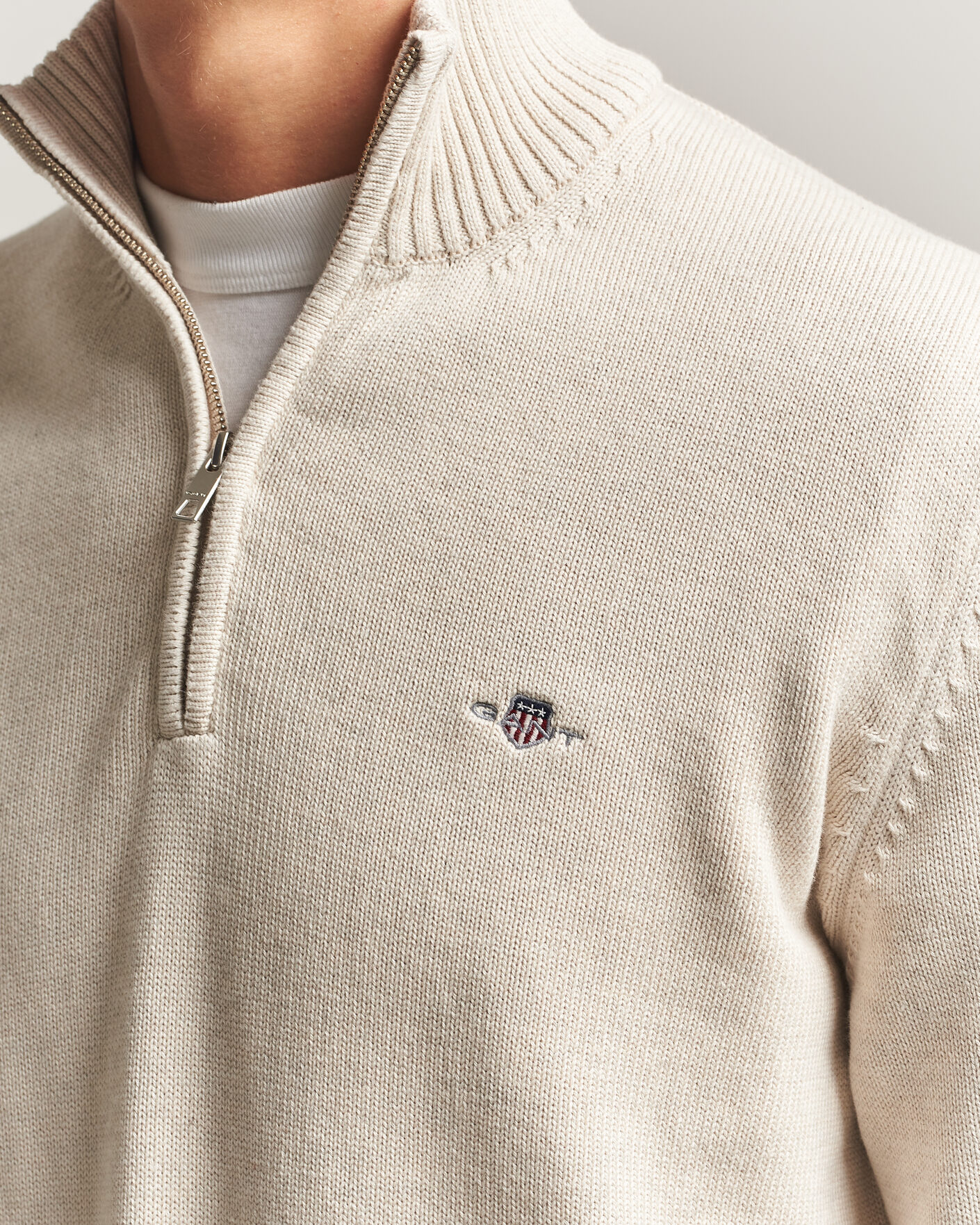 Men | Sweaters & Knitwear | Gant | Casual Cotton Half Zip Seed Melange