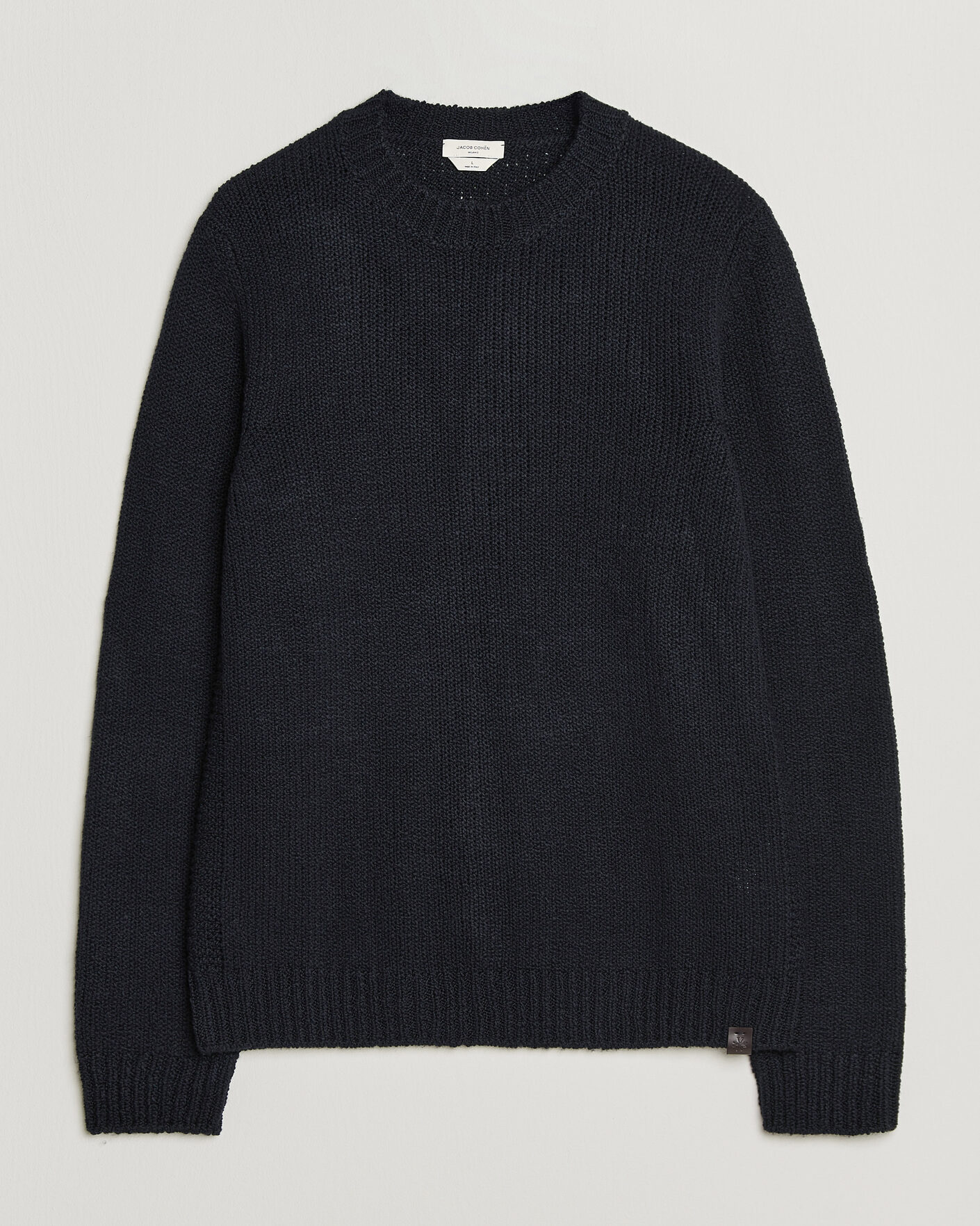 Men | Sweaters & Knitwear | Jacob Cohën | Muffled Virgin Wool Link Stitch Sweater Navy