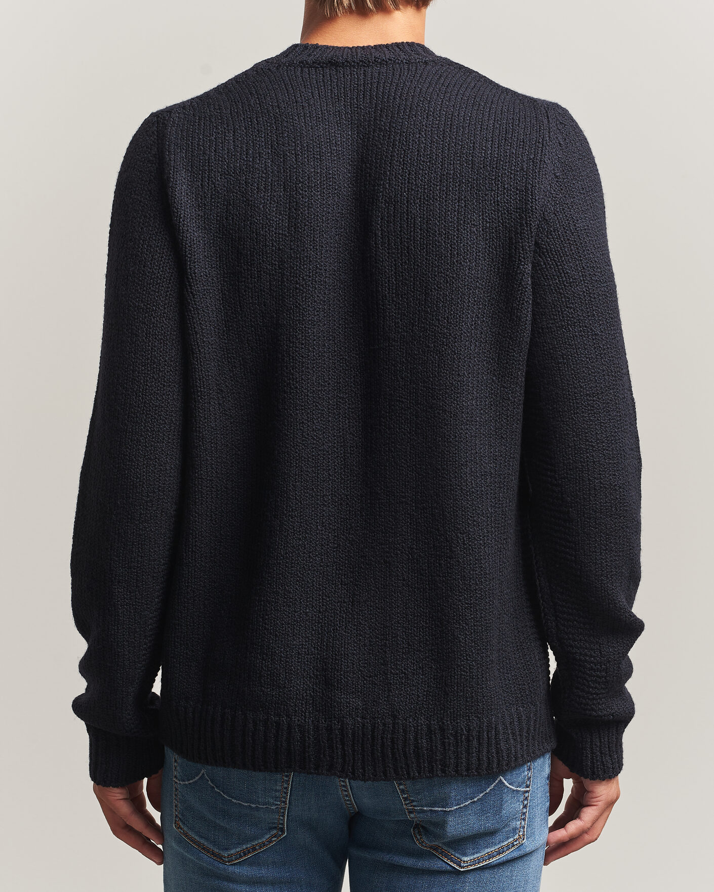 Men | Sweaters & Knitwear | Jacob Cohën | Muffled Virgin Wool Link Stitch Sweater Navy