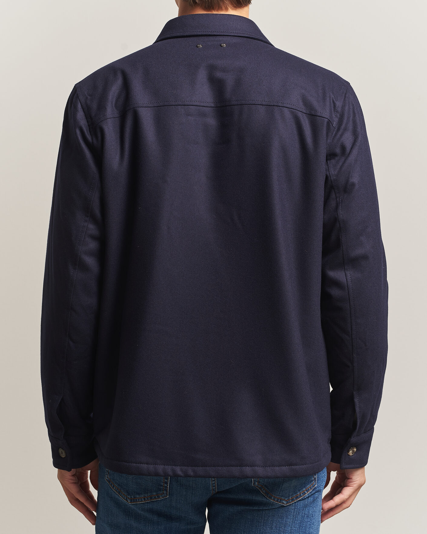 Men | Coats & Jackets | Jacob Cohën | Wool Flannel Eco Fur Lined Shirt Jacket Navy