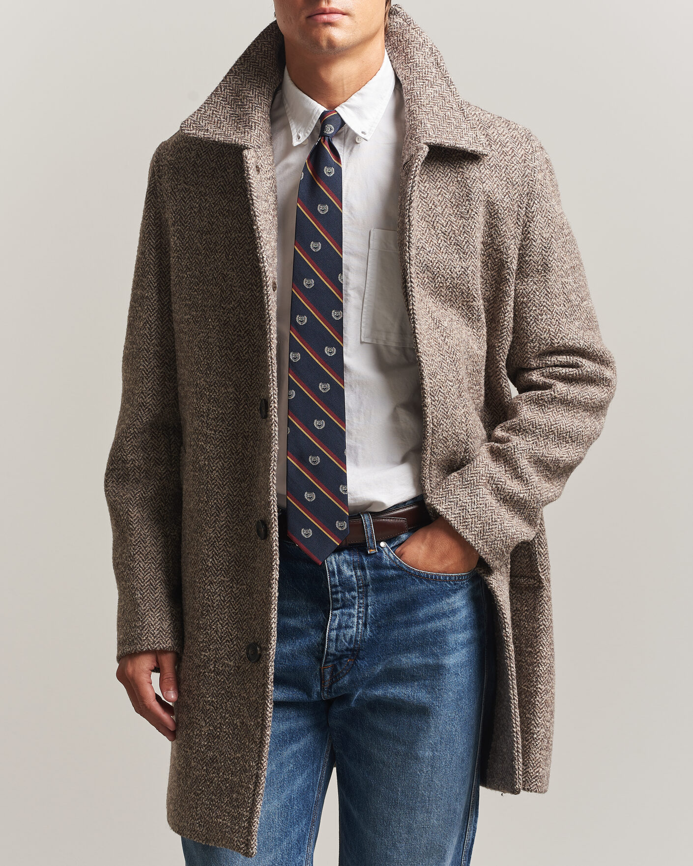 Men | Coats & Jackets | Gant | Wool Car Coat Mist Taupe