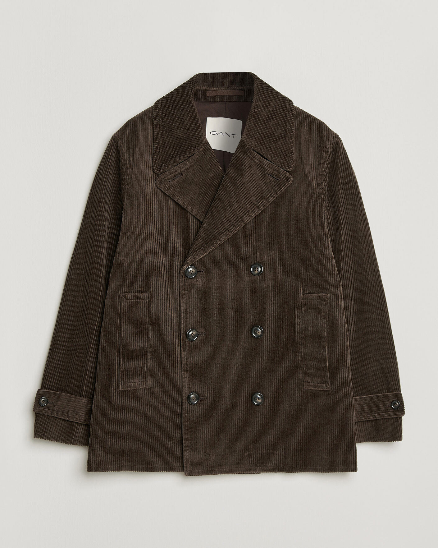 Men | Coats & Jackets | Gant | Corduroy Peacoat Black Brown
