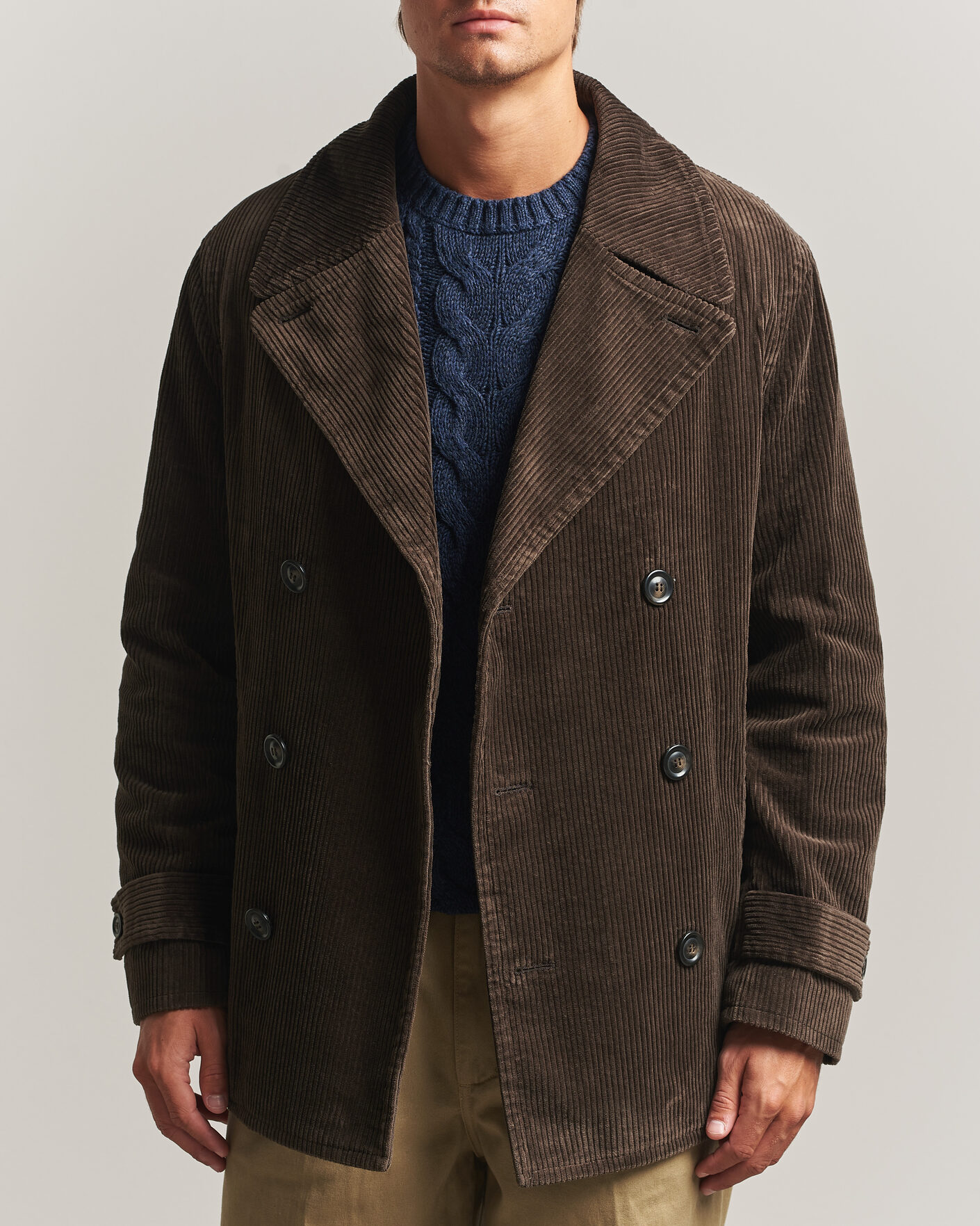 Men | Coats & Jackets | Gant | Corduroy Peacoat Black Brown