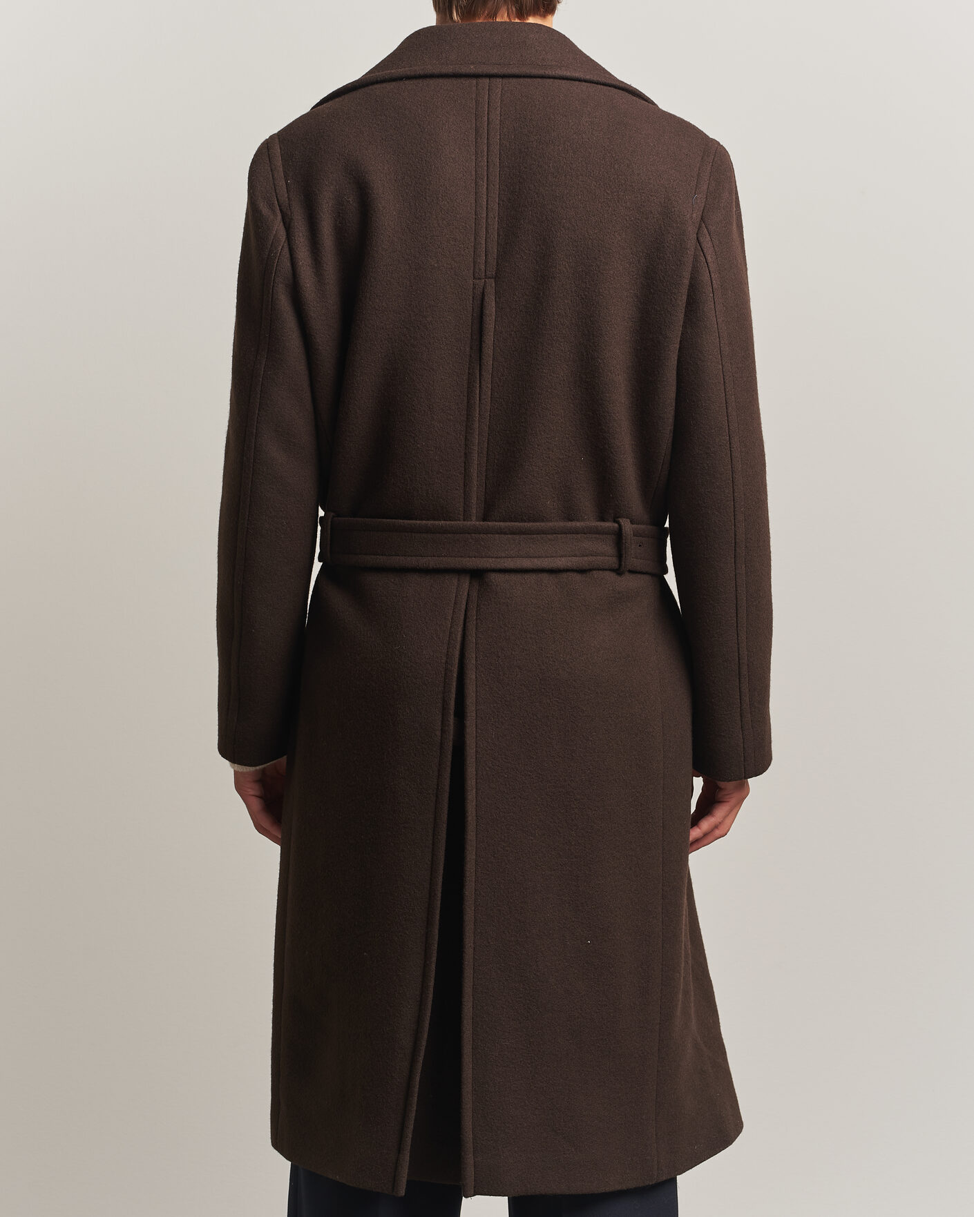 Men | Coats & Jackets | Gant | Wool Double Breasted Belted Coat Black Brown