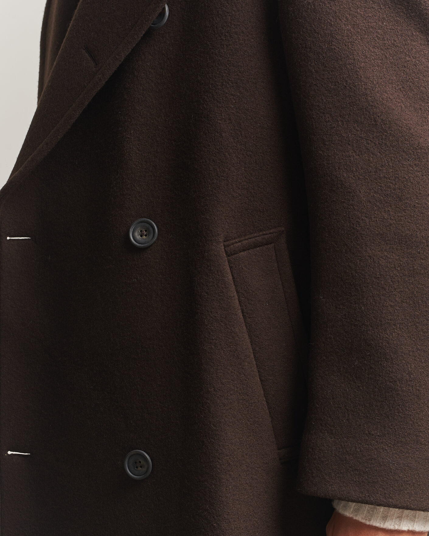Men | Coats & Jackets | Gant | Wool Double Breasted Belted Coat Black Brown