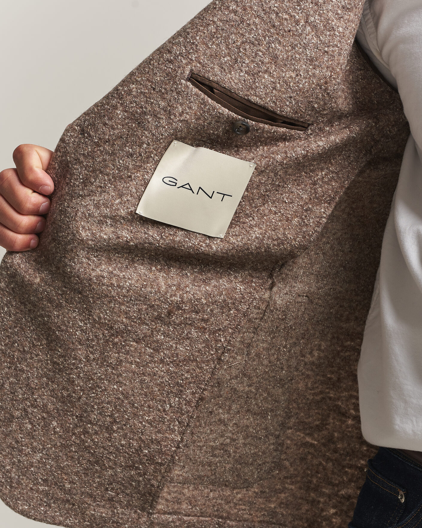 Men | Blazers | Gant | Wool/Silk Jersey Blazer Clay Beige