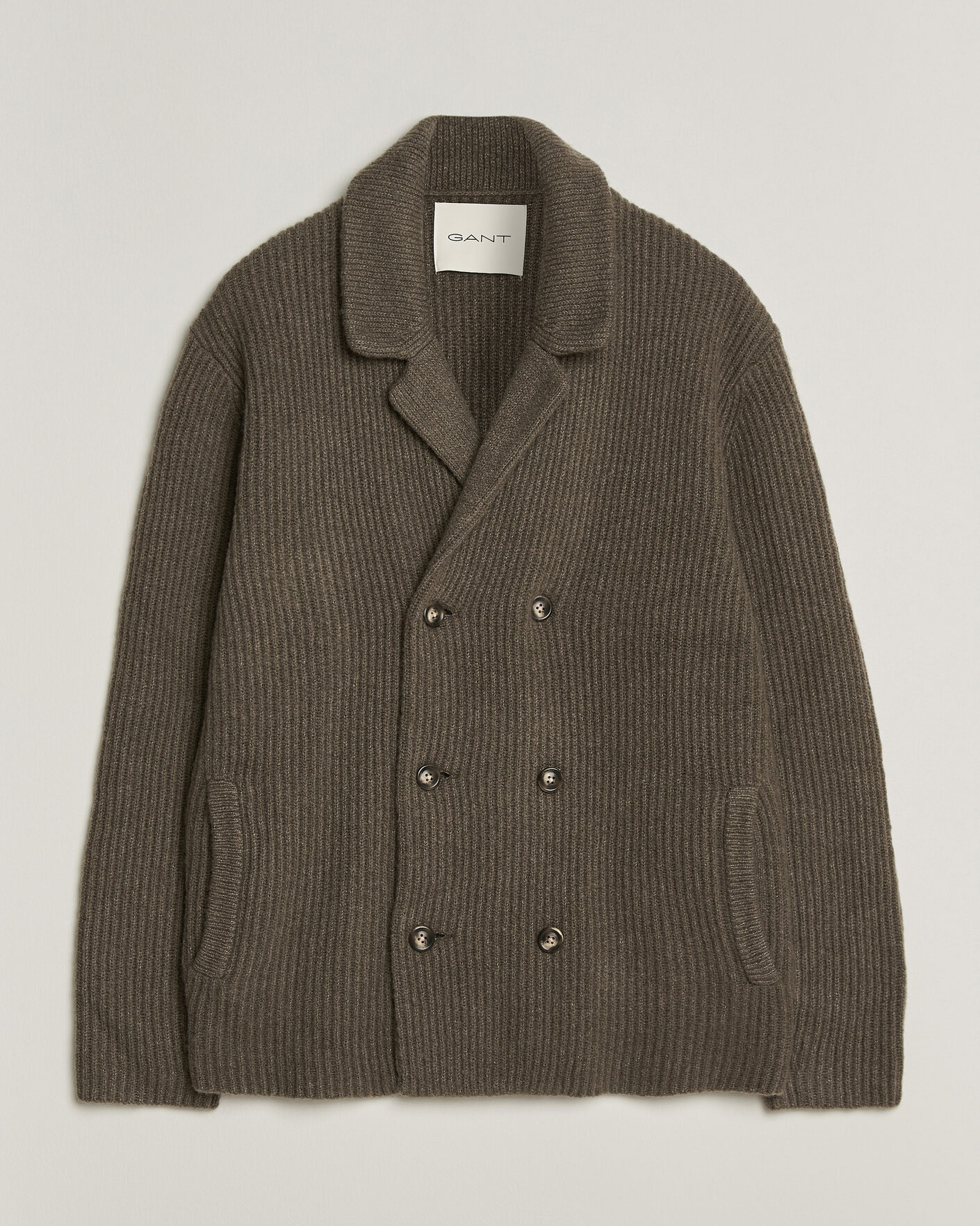 Men | Sweaters & Knitwear | Gant | Wool/Yak Knitted Cardigan Faded Taupe