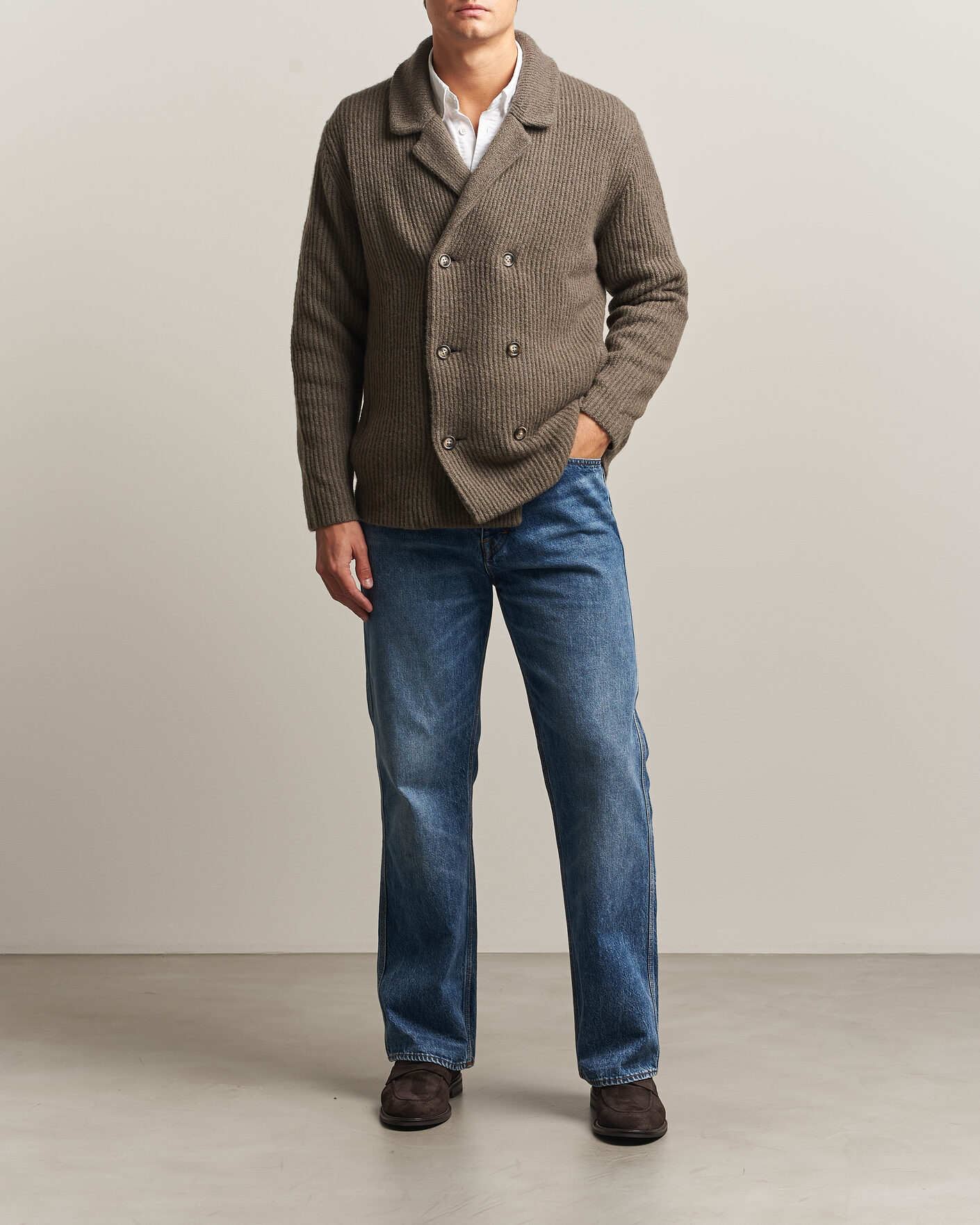 Men | Sweaters & Knitwear | Gant | Wool/Yak Knitted Cardigan Faded Taupe