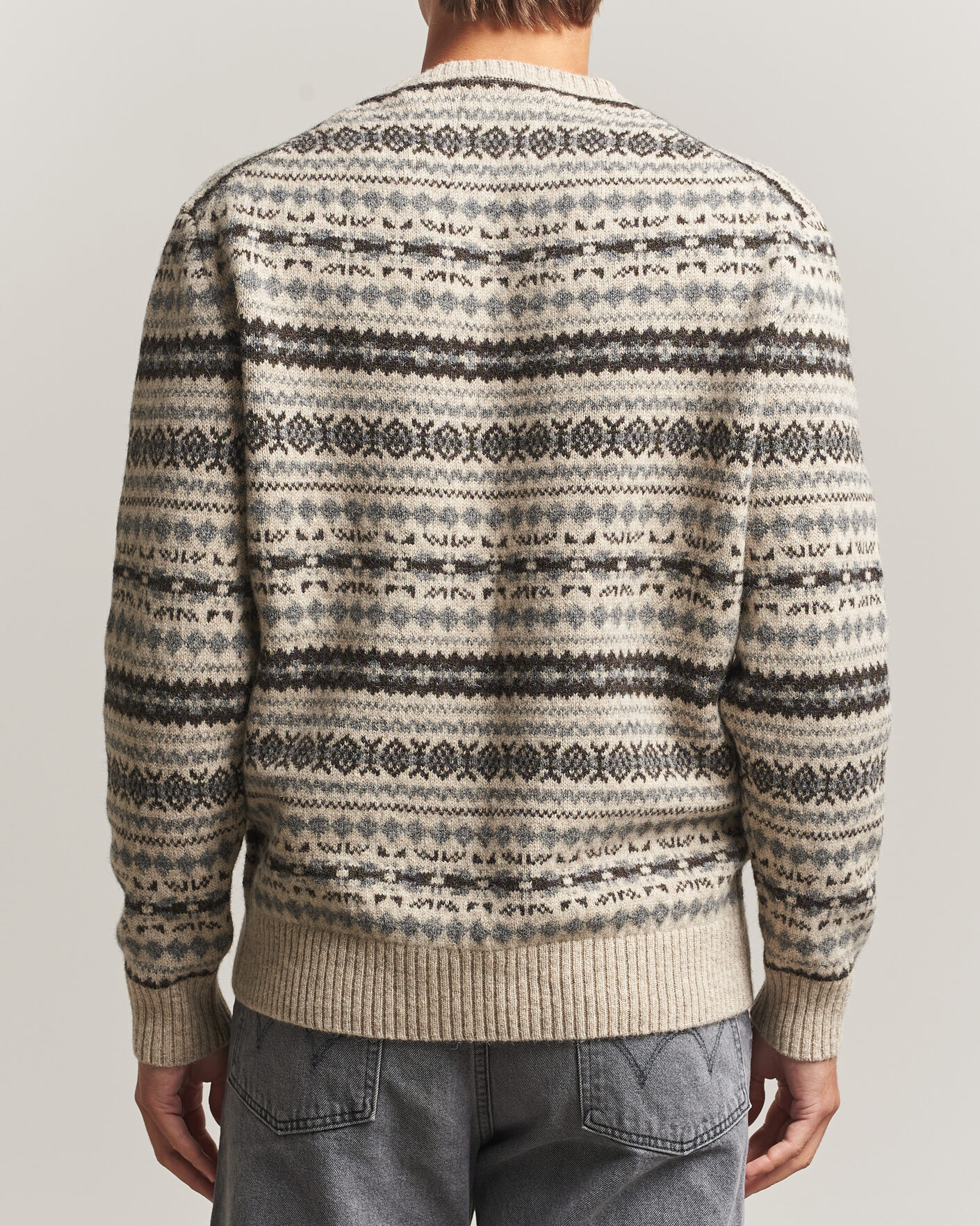Men | Sweaters & Knitwear | Gant | Brushed Wool Fair Isle Sweater Light Beige Melange
