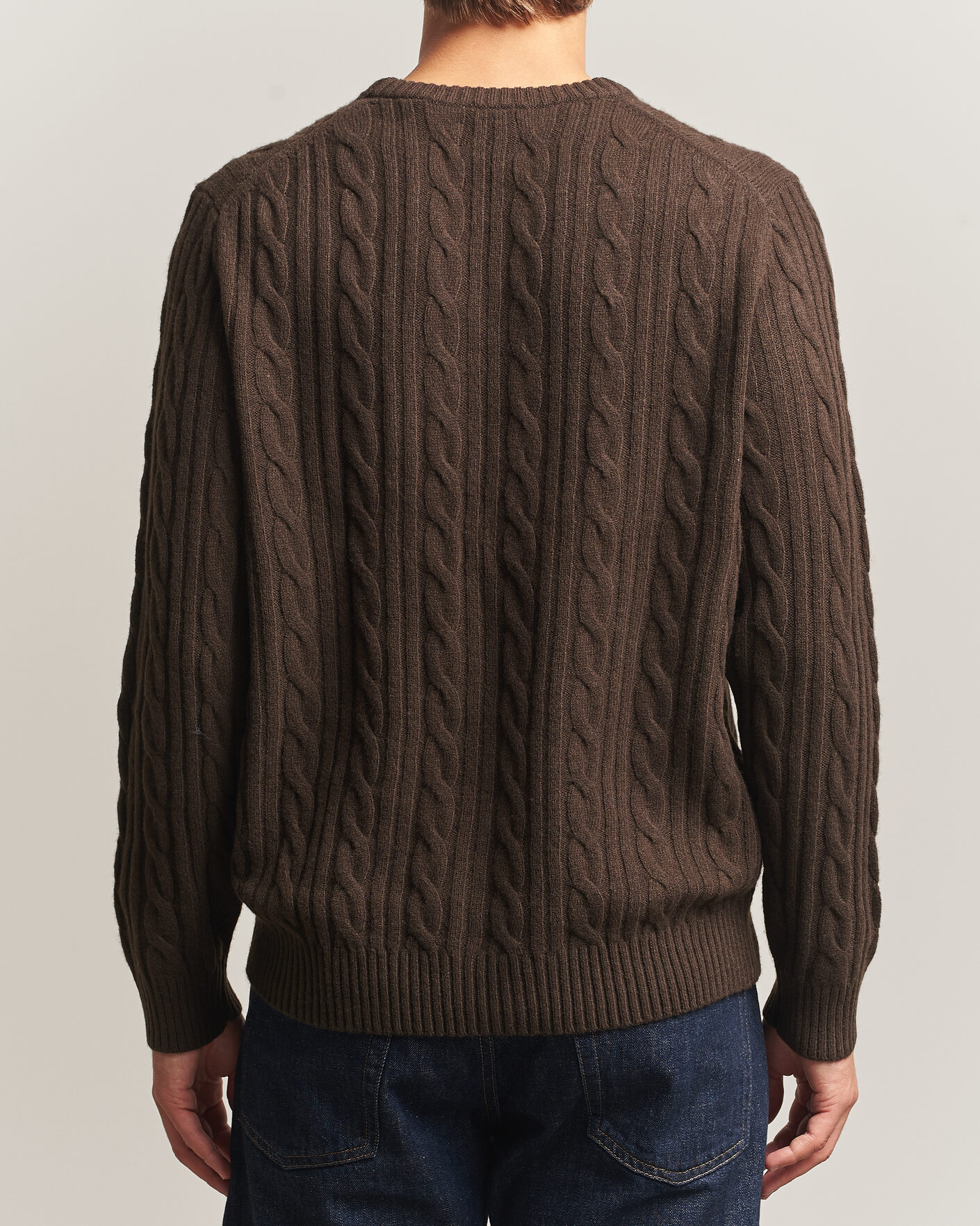 Men | Sweaters & Knitwear | Gant | Lambswool Cable Crew Neck Black Brown