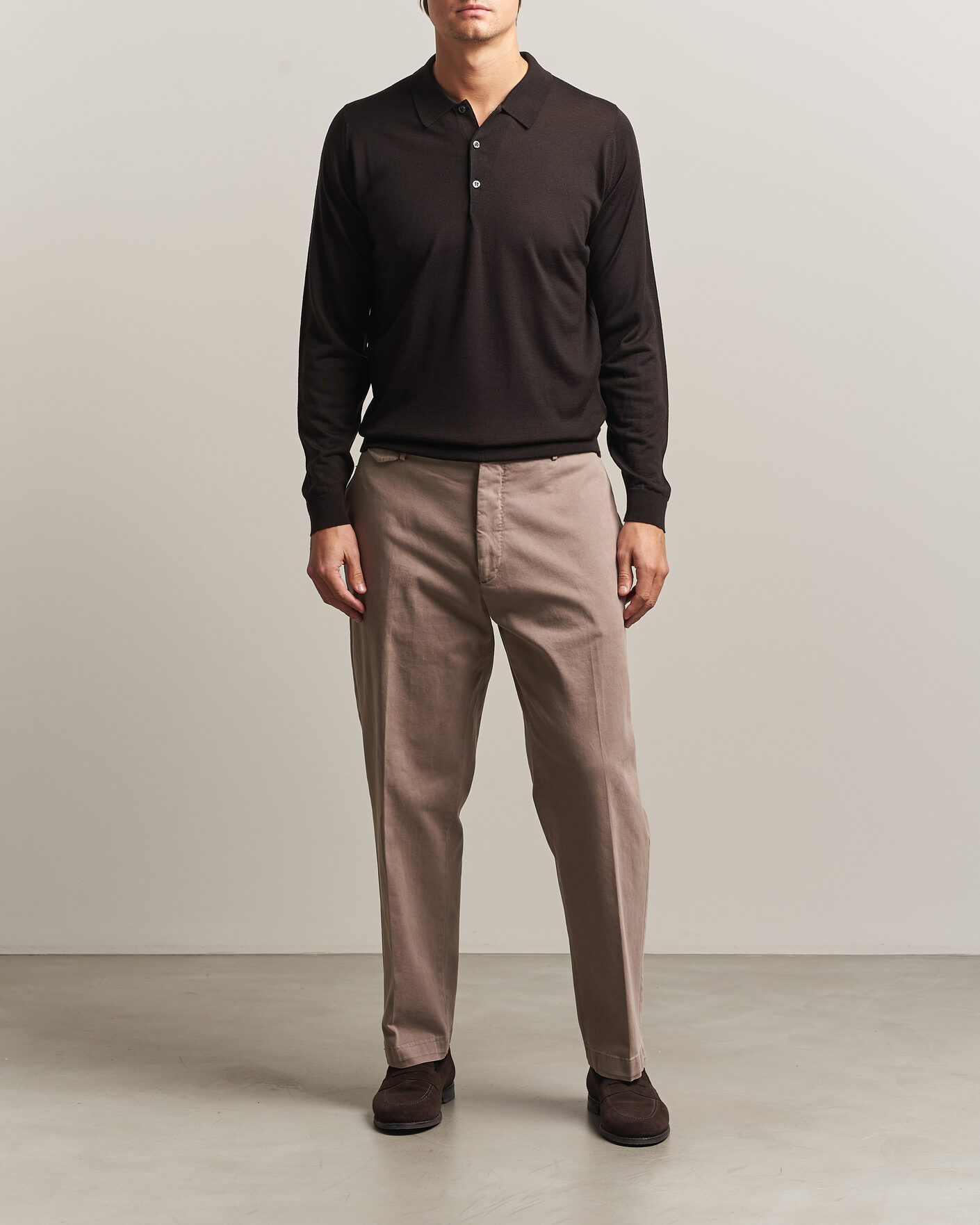 Men | Sweaters & Knitwear | John Smedley | Belper Extra Fine Merino Polo Pullover Faulkner Brown