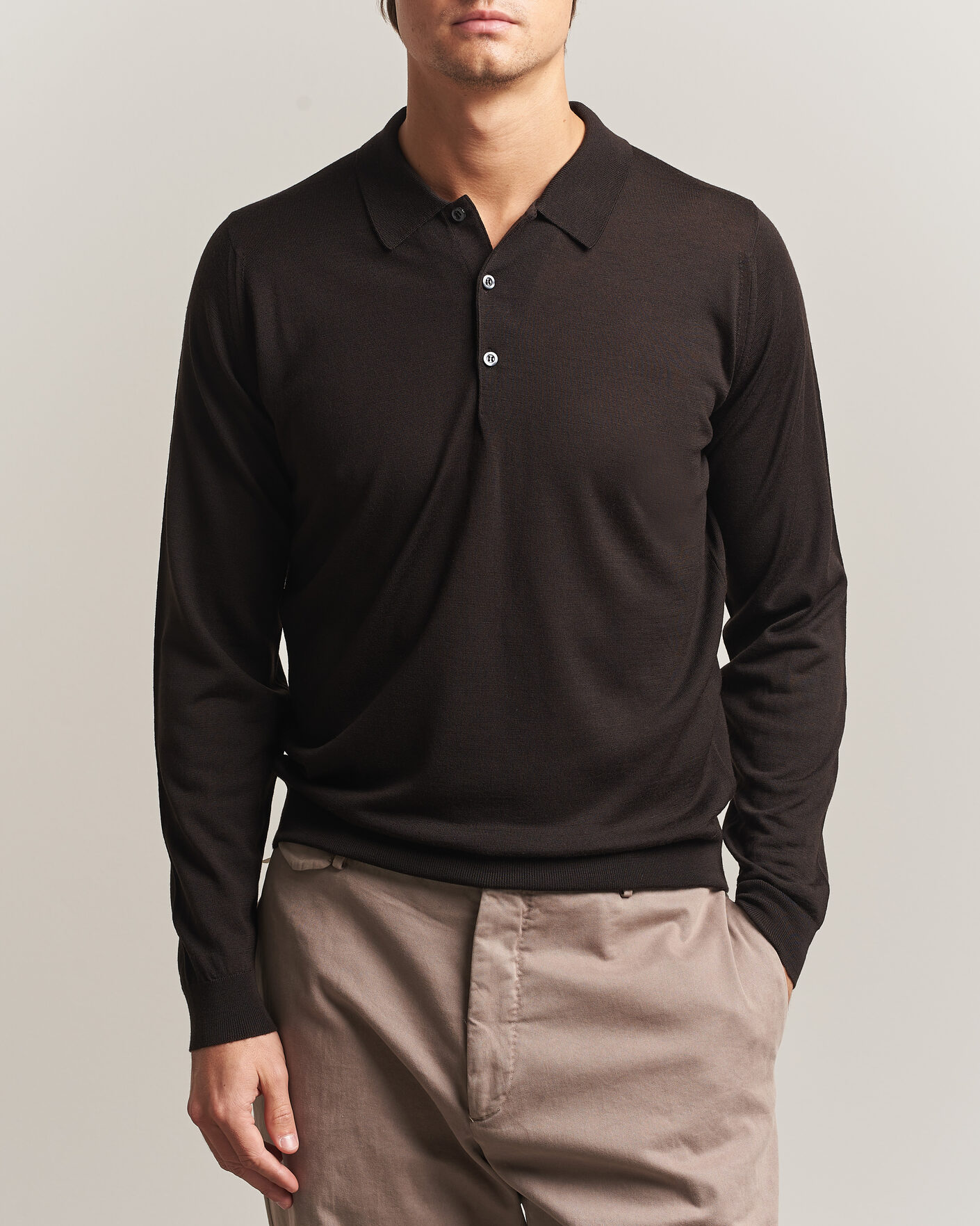 Men | Sweaters & Knitwear | John Smedley | Belper Extra Fine Merino Polo Pullover Faulkner Brown